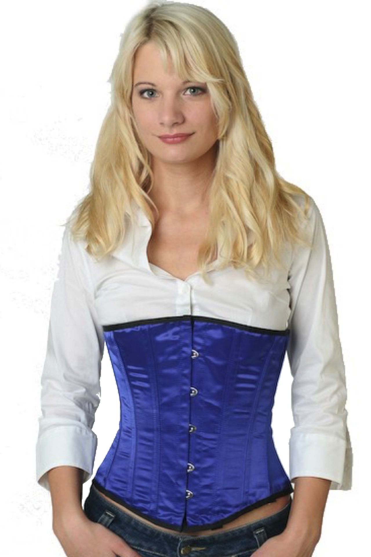 Korsett blau Satin Unterbrust Korsett blau Satin Unterbrust