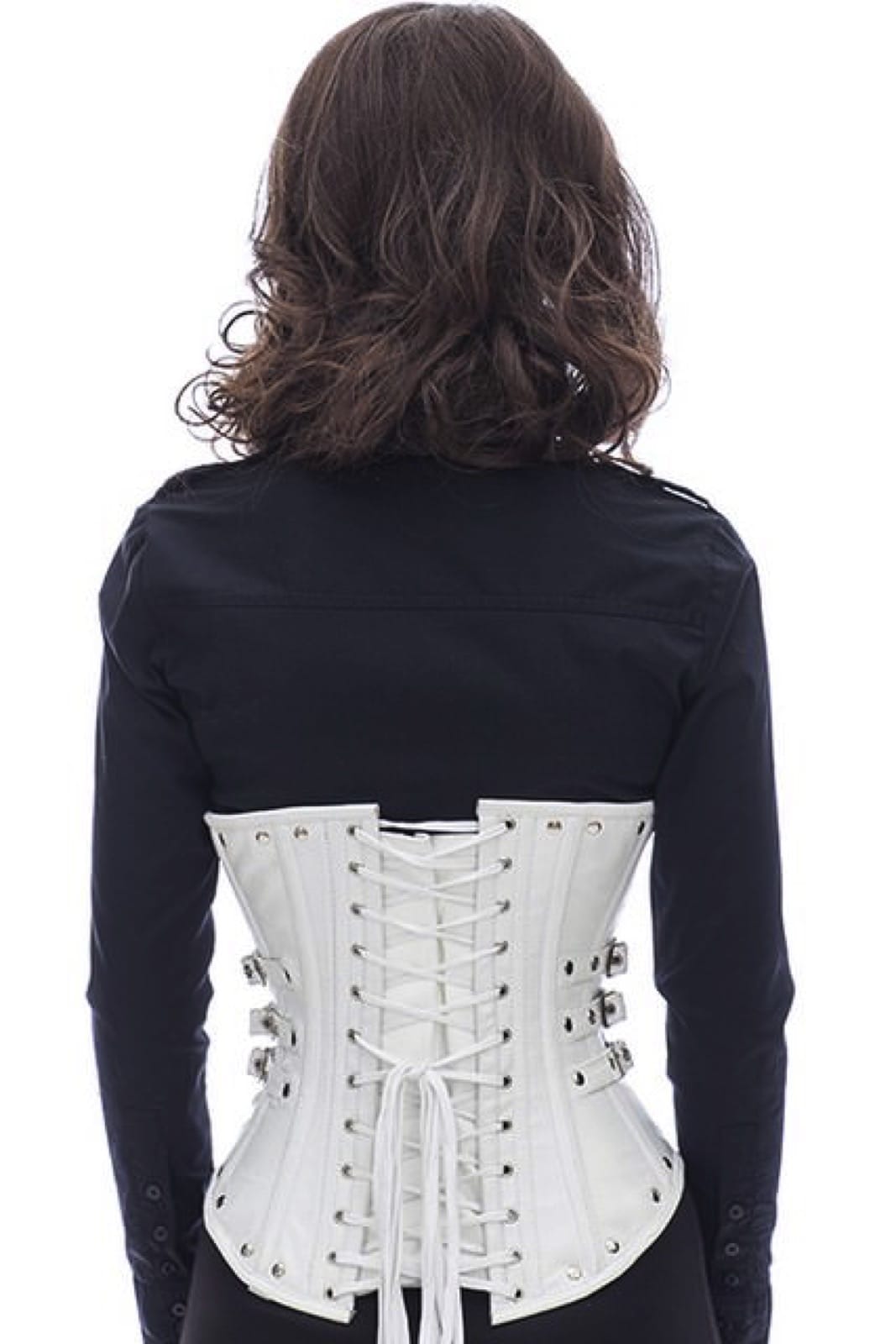Corset Leather White Underbust Buckles Rivets Corset Leather White Underbust Buckles Rivets