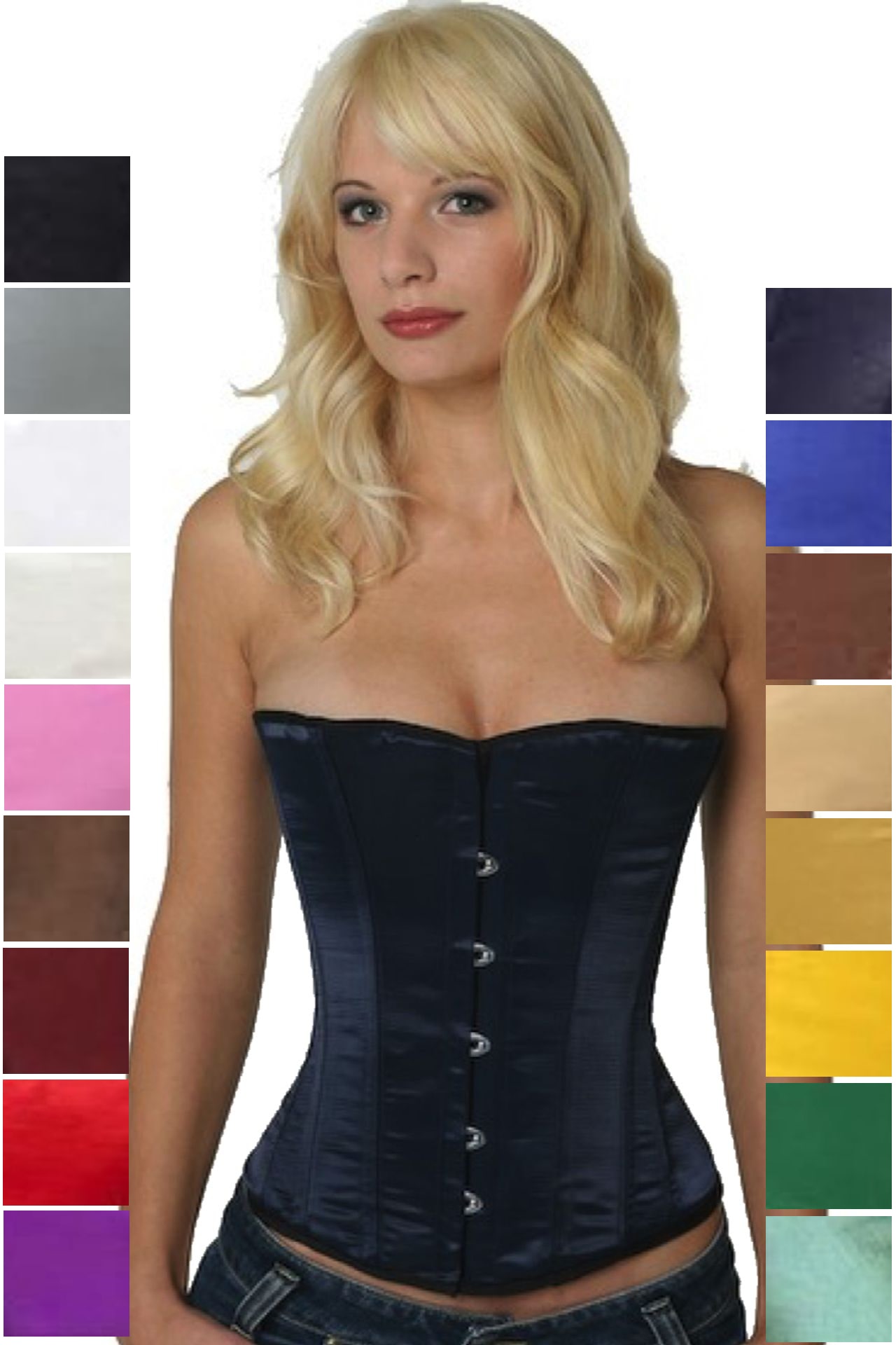 Korsett Corsage Satin Blau Dunkelblau Halbbrust sh07 Korsett Corsage Satin Blau Dunkelblau Halbbrust sh07