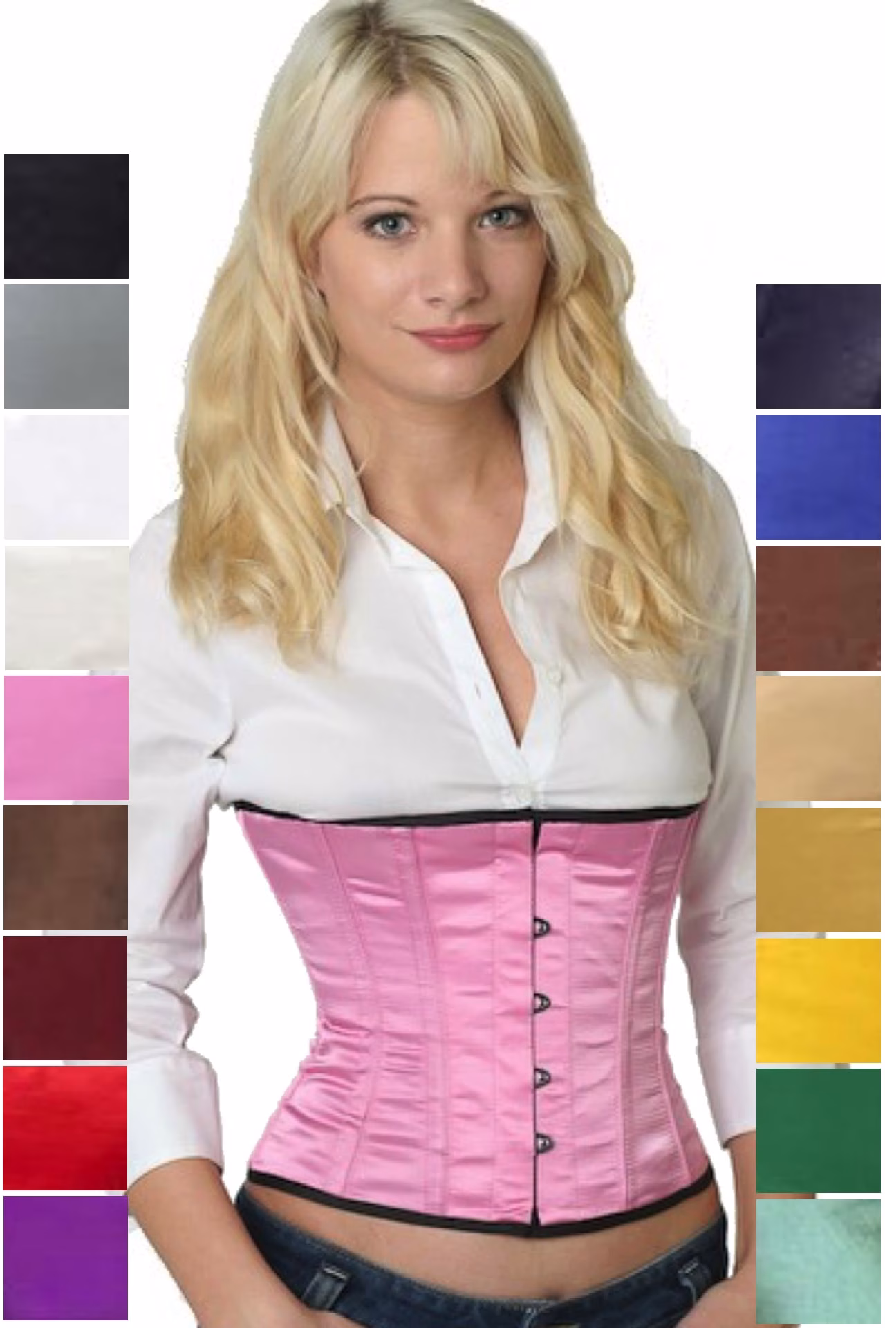 Espartilho Corset pink cetim sw03