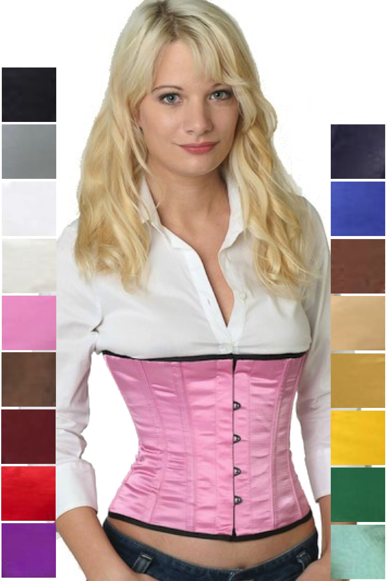 Corsage Korsett Rosa Satin Taille sw03