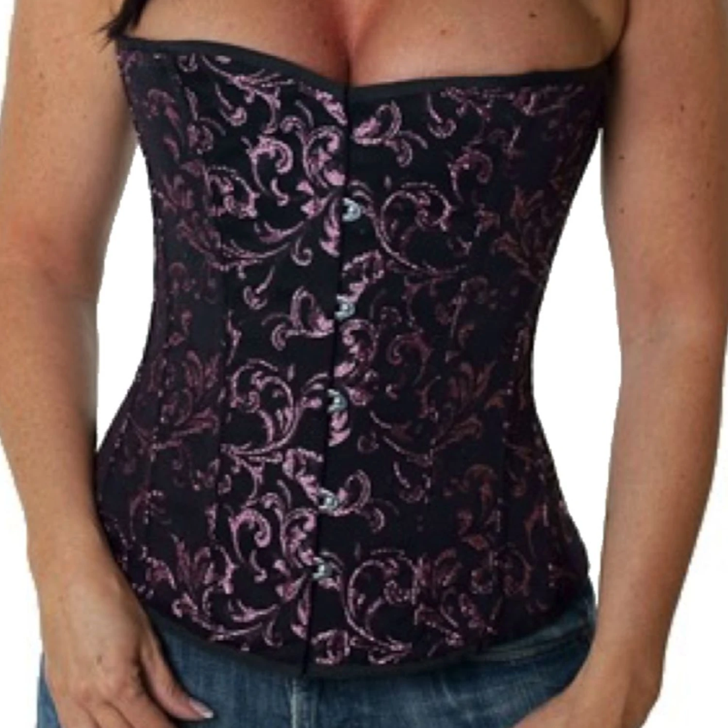 Espartilho meia-taça de brocado rosa – Elegância divertida para uma silhueta perfeita Espartilho meia-taça de brocado rosa – Elegância divertida para uma silhueta perfeita