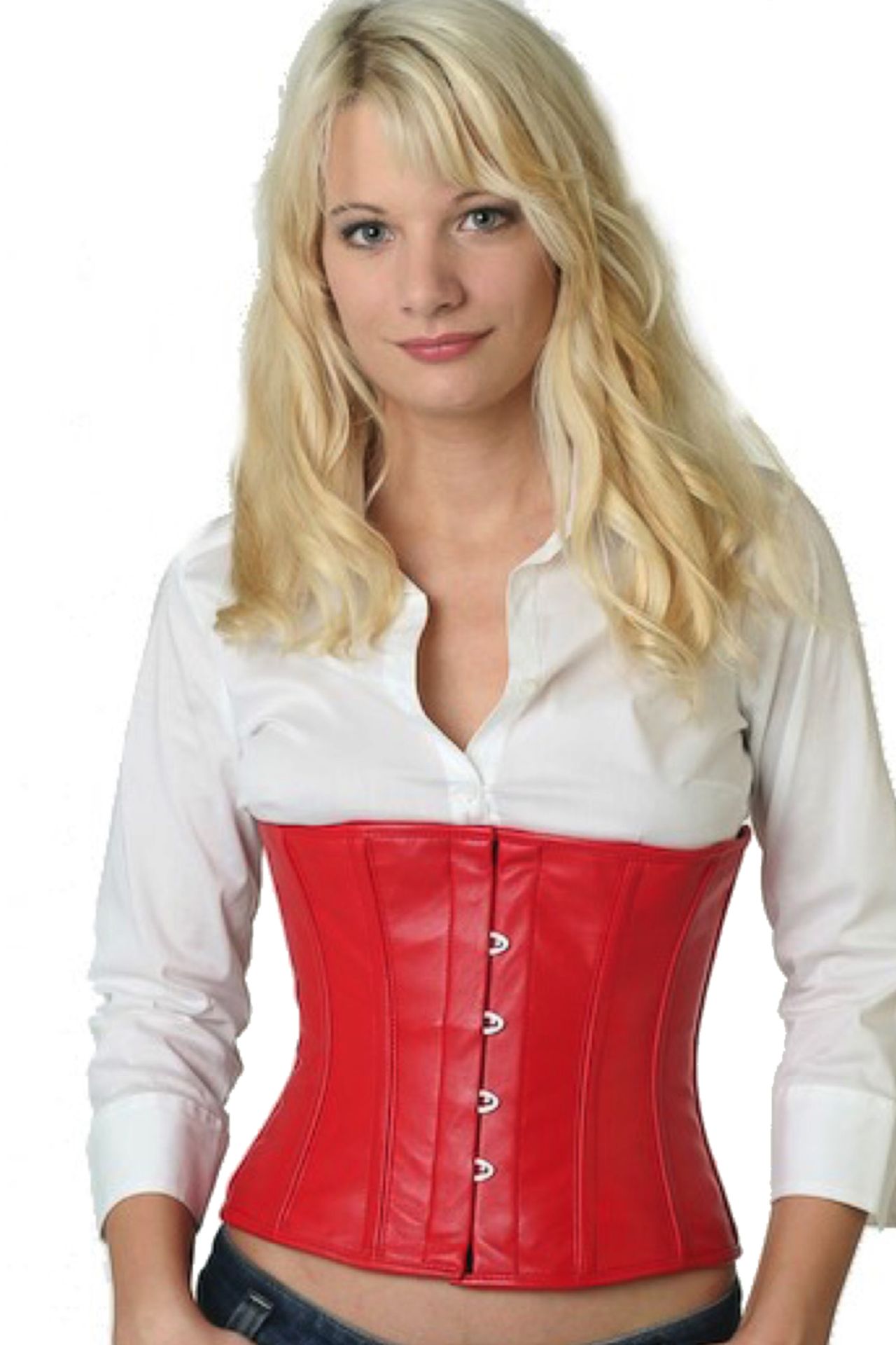 Corset red leather taille lw23