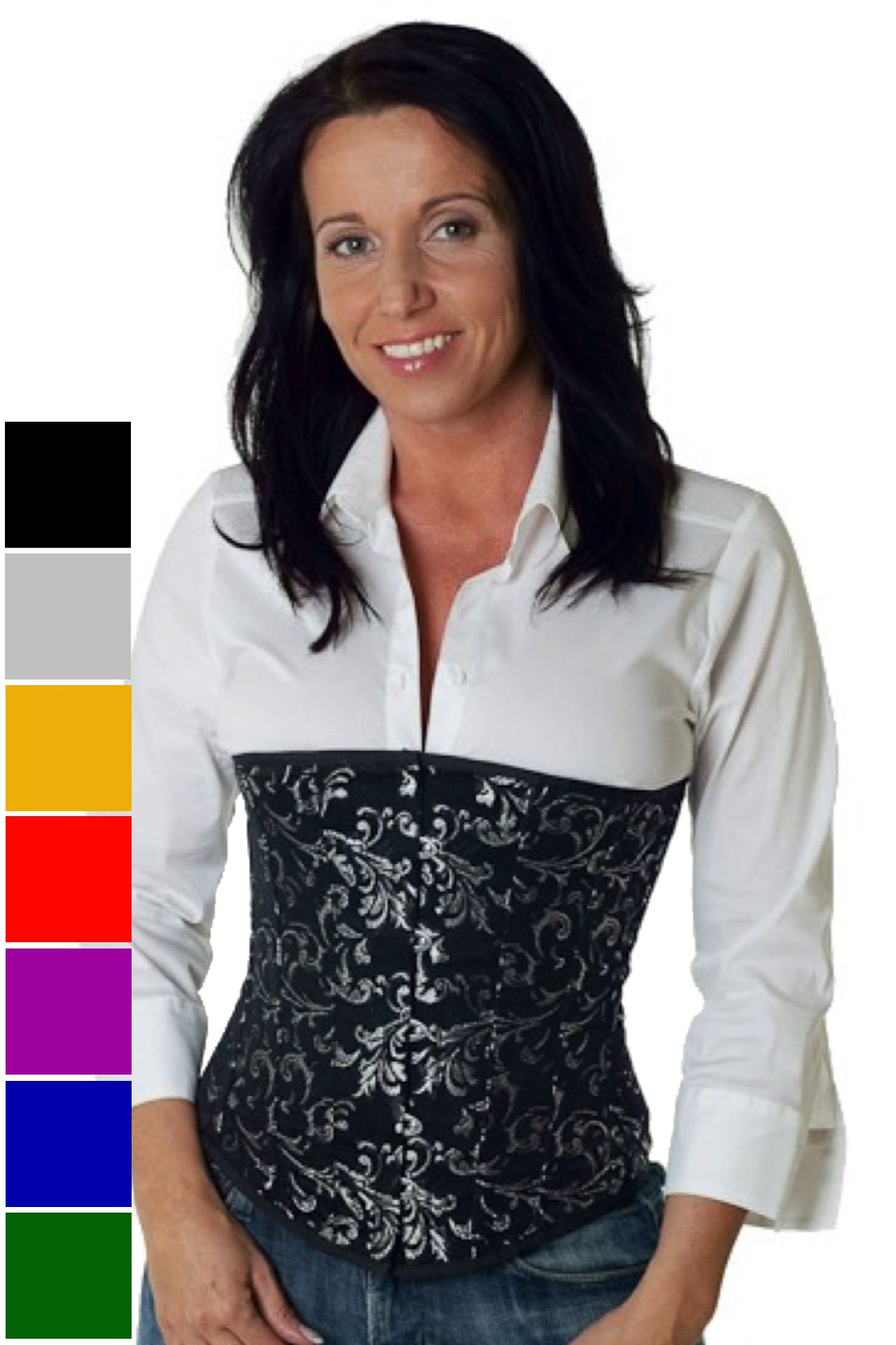 Corset silver brocade underbust ru85