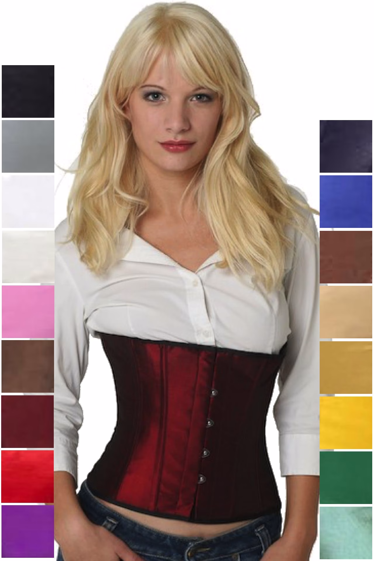 Espartilho Corset vermelho vinho cetim sw05