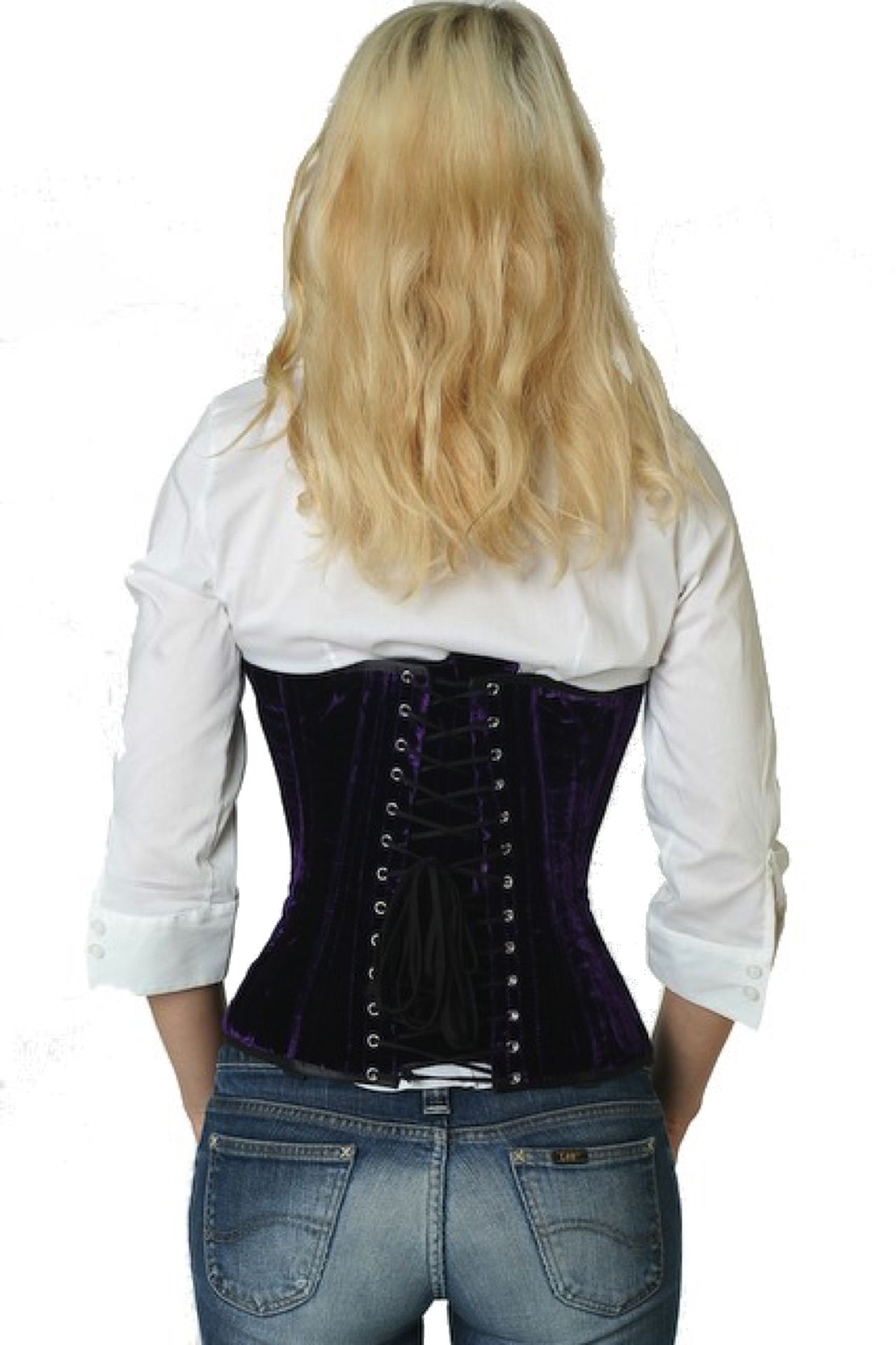 Fluweel corset paars halfborst Korset vh65