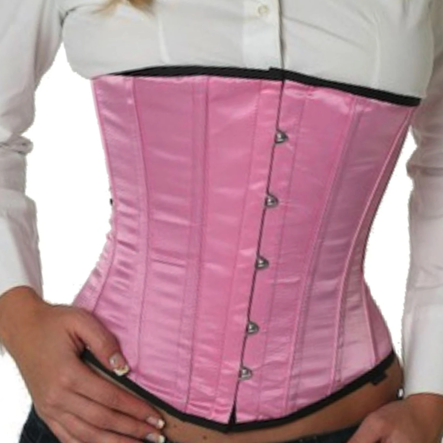 Korsett Pink Sateng Under byste su03 Ekte underbystkorsett av elegant satinstoff i pink for midjereduksjon