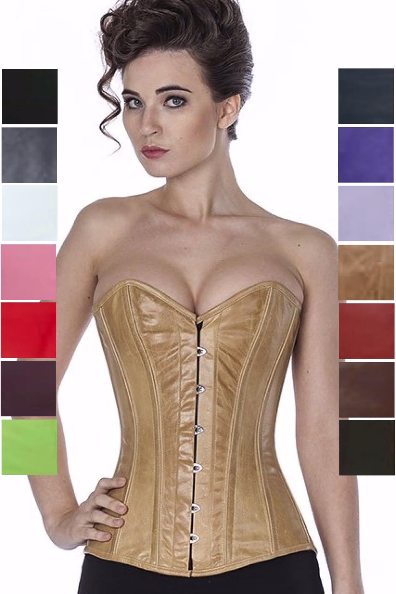 Korsett Braun Hellbraun Karamell Leder Vollbrust Corsage ly38