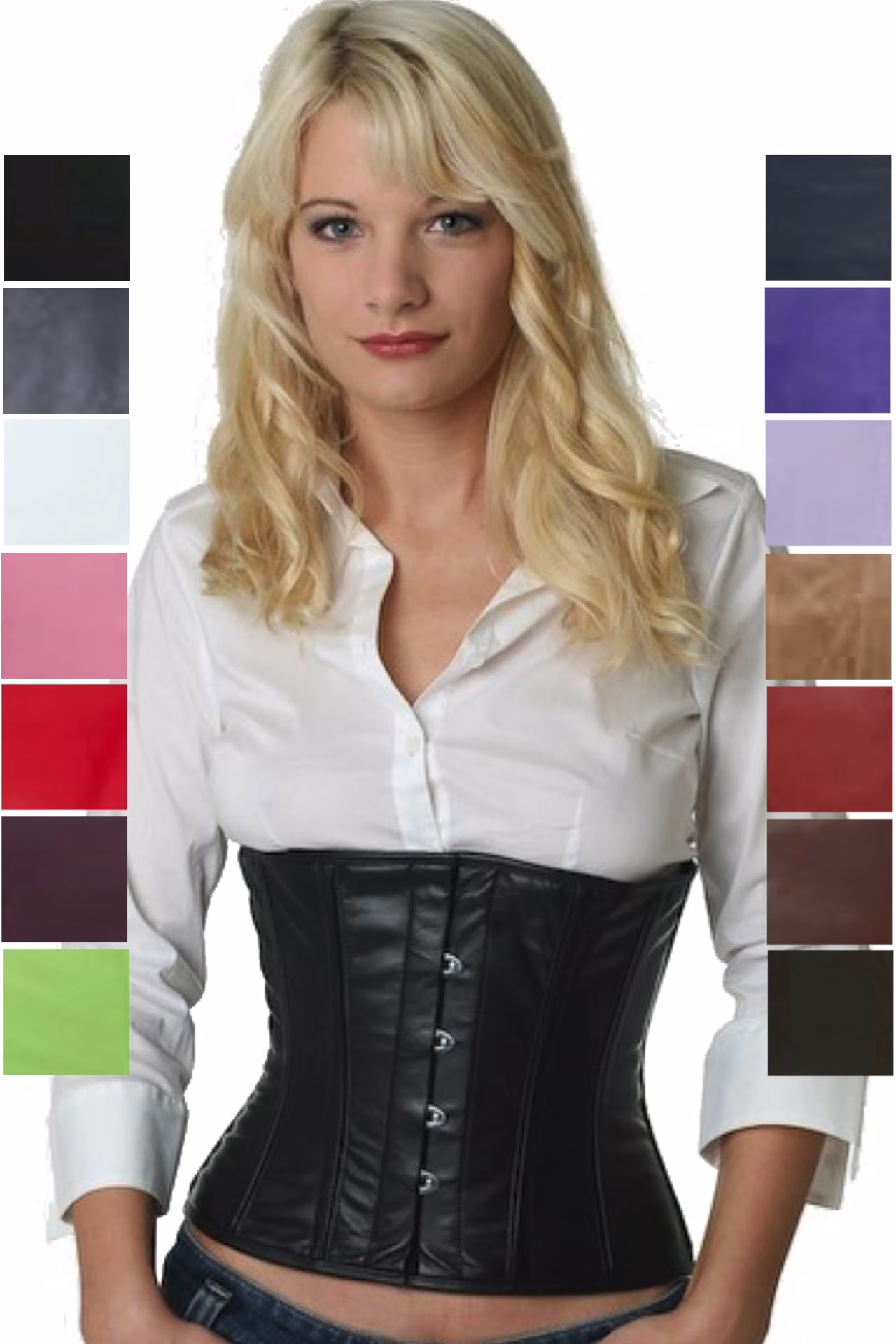 Corsage Korsett Schwarz Leder Taille lw20