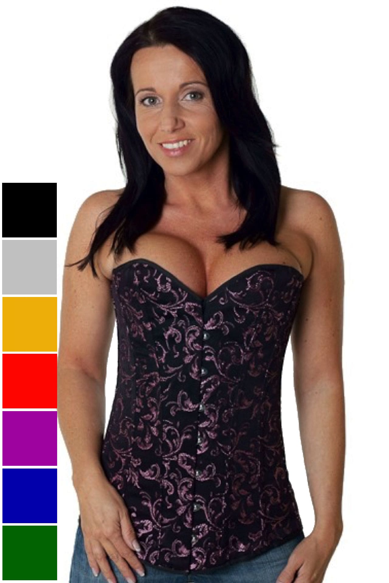 Corsage Korsett Pink Rosa Brokat Vollbrustkorsett ry86