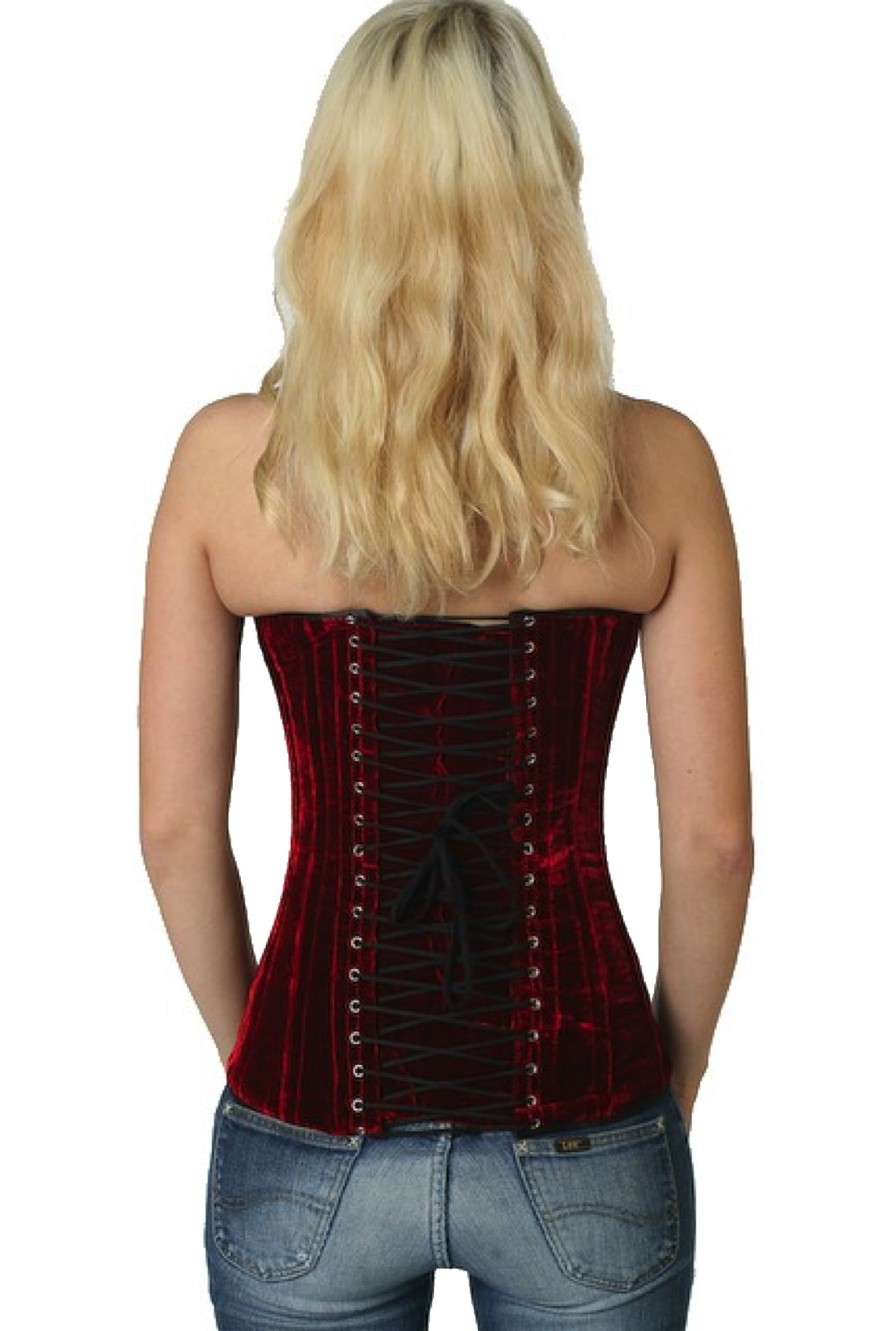 Corsetto rosso velluto overbust vy61