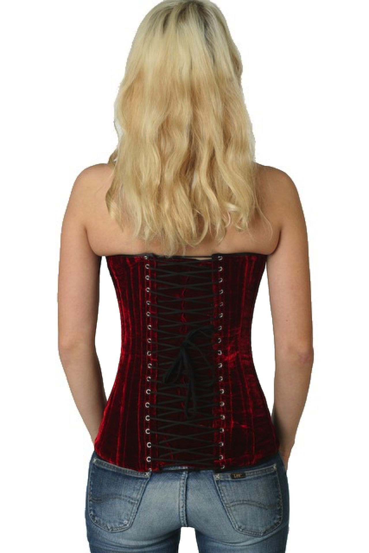 Corsetto in velluto rosso overbust Corsetto in velluto rosso overbust