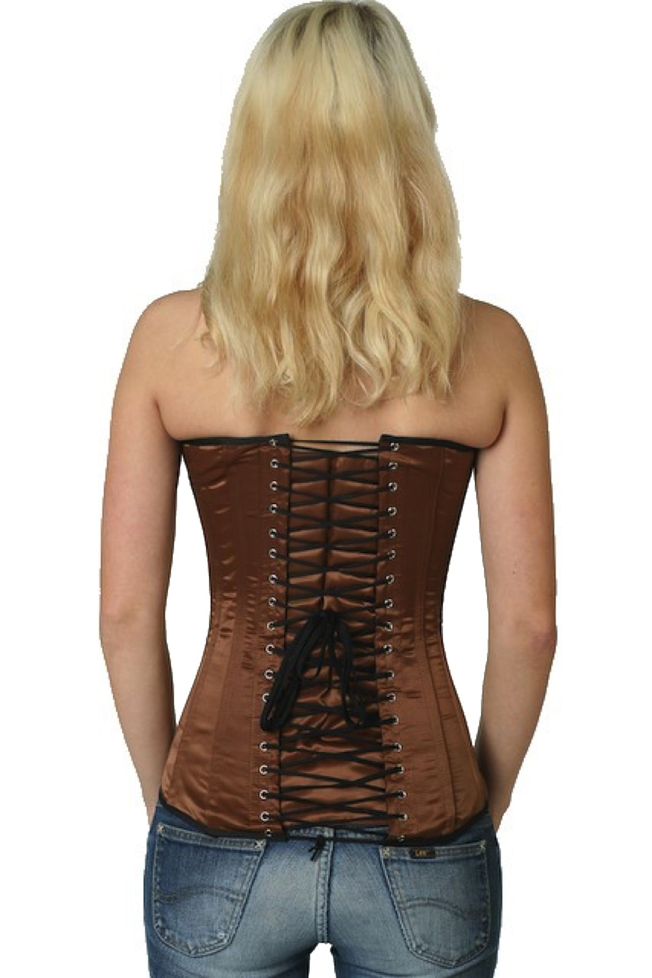 Corset brown satin overbust sy10