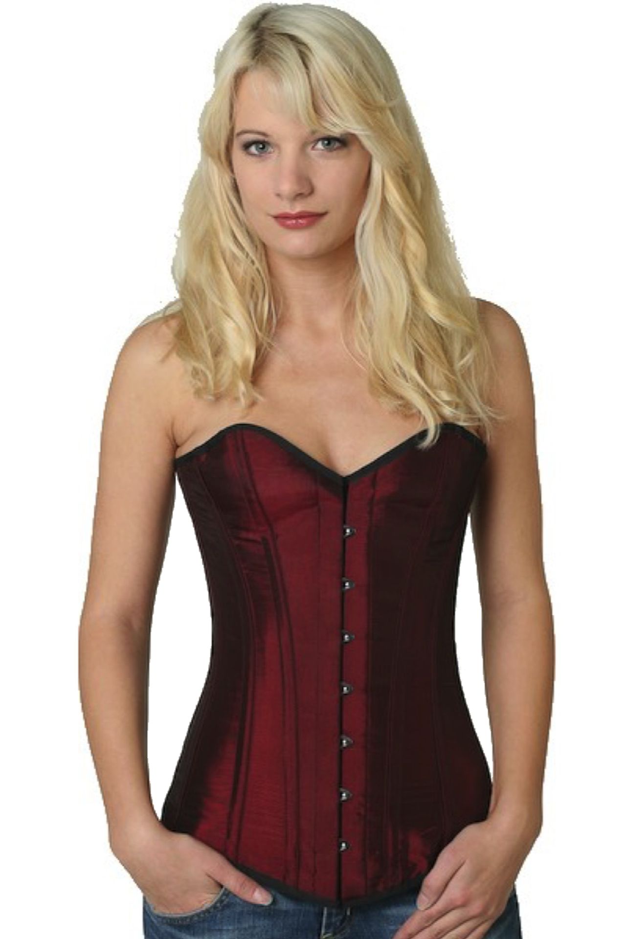 Korset satin vinrød overbryst korset Korset satin vinrød overbryst korset