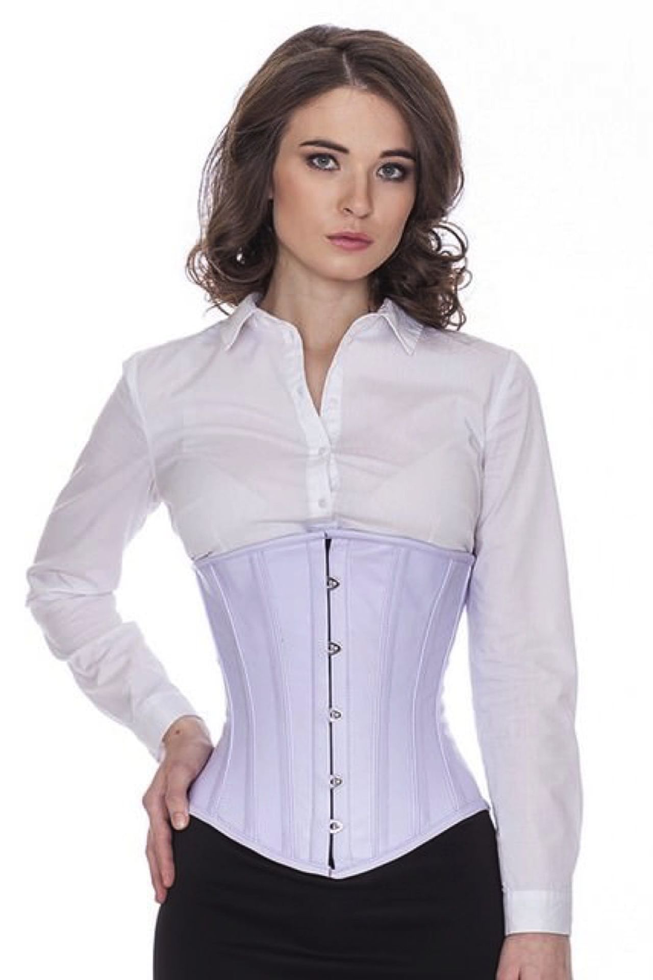 Corset light purple leather underbust lu39