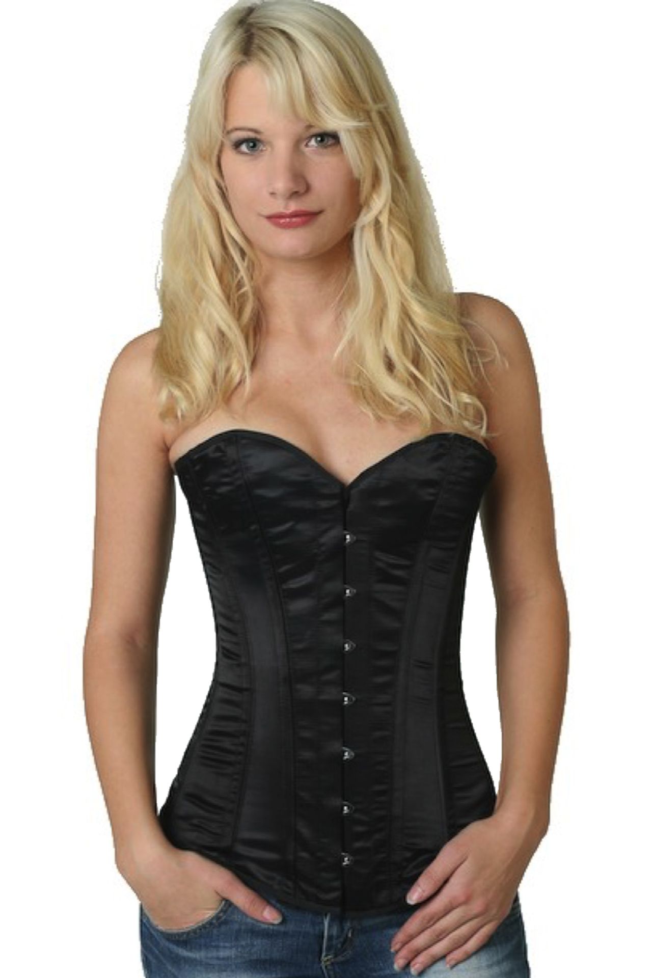 Corsetto in raso nero sopra il seno Corsetto in raso nero sopra il seno