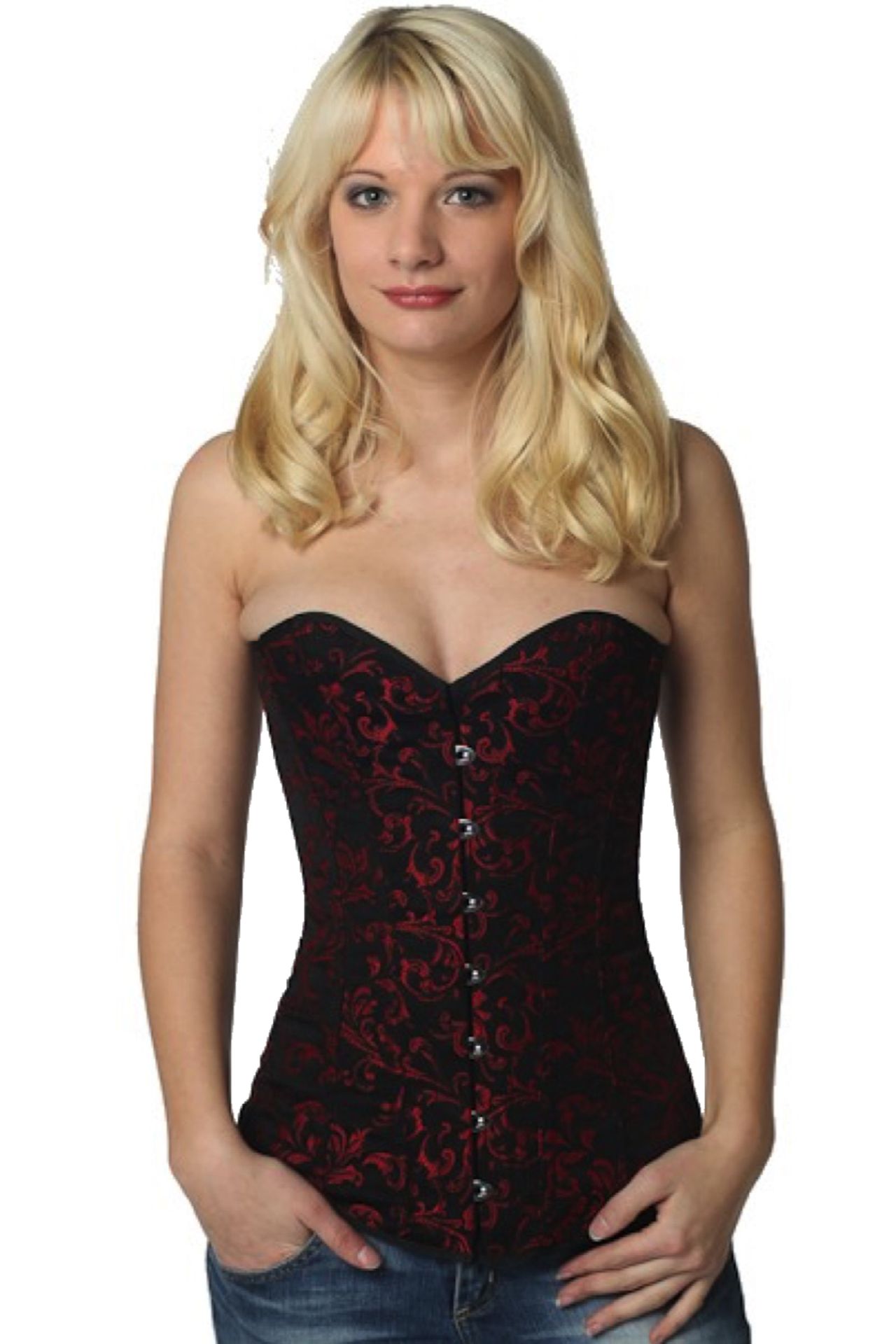 Corset Brocart Rouge Overbust Corset Brocart Rouge Overbust