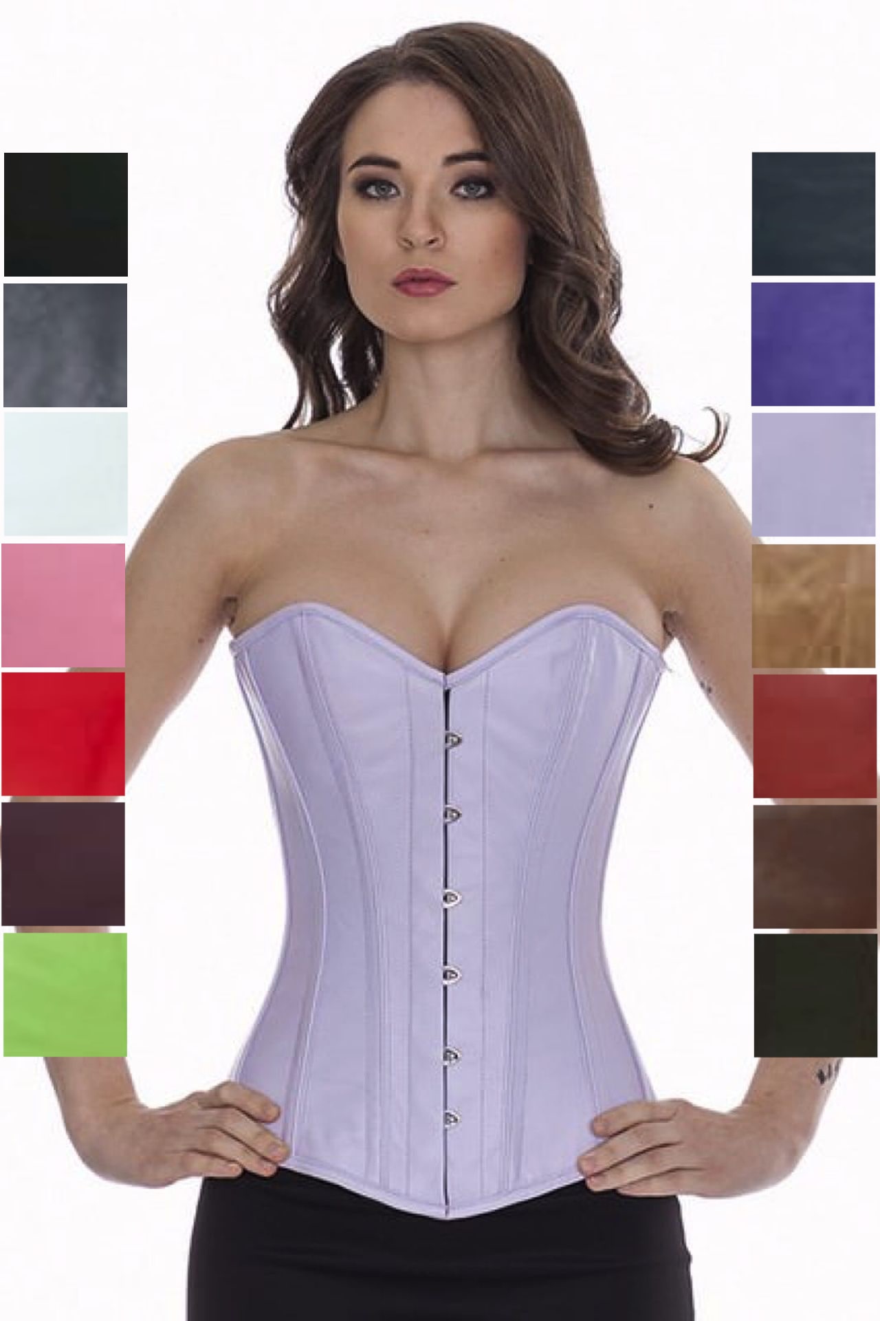 Korsett Corsage Leder Violett Lila Hell Vollbrust ly39