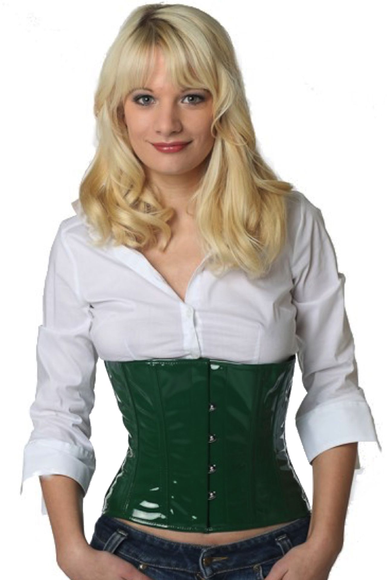 Espartilho Corset verde vinil pw72