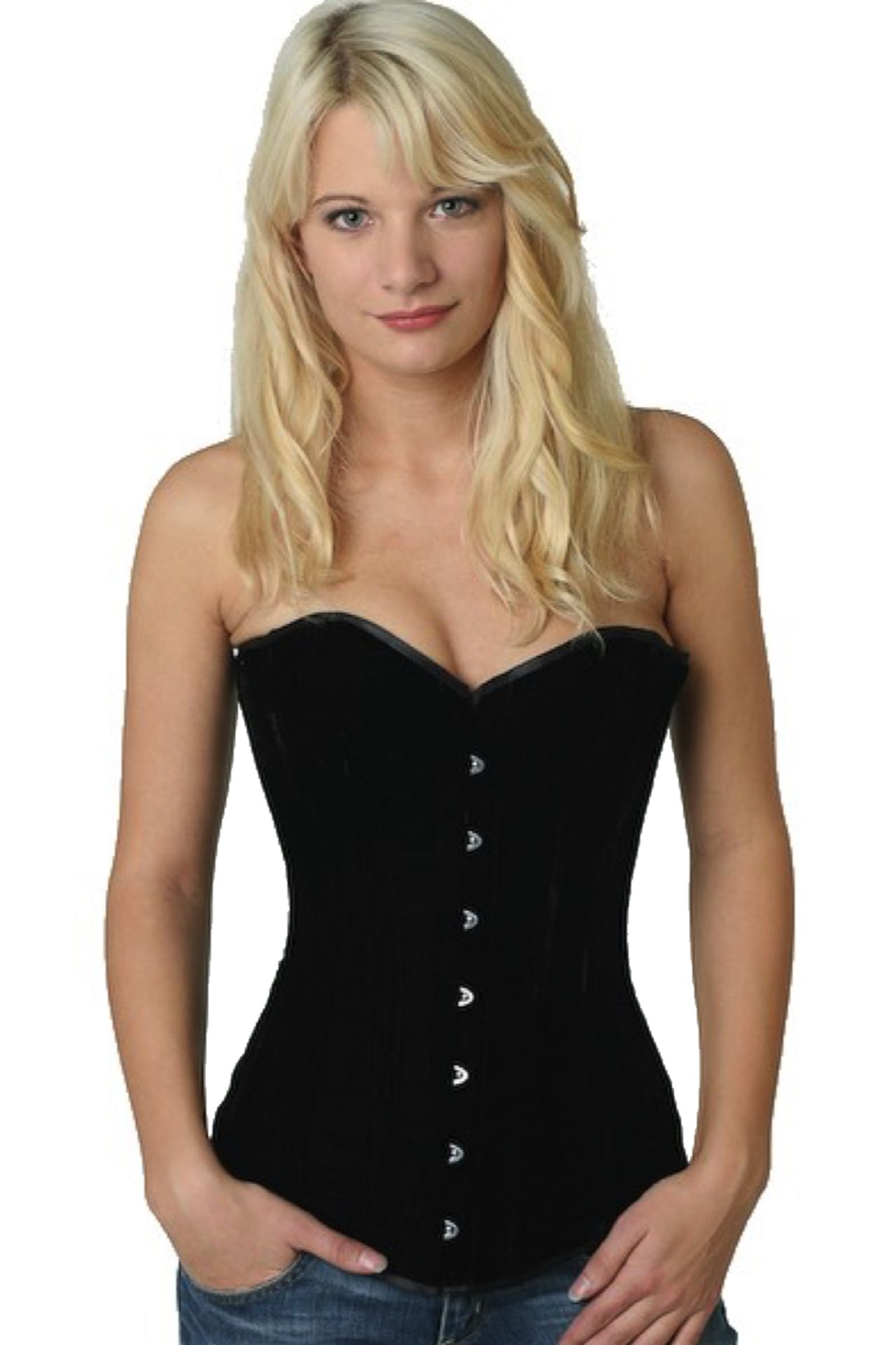 Fluweel corset zwart volborst Korset vy60