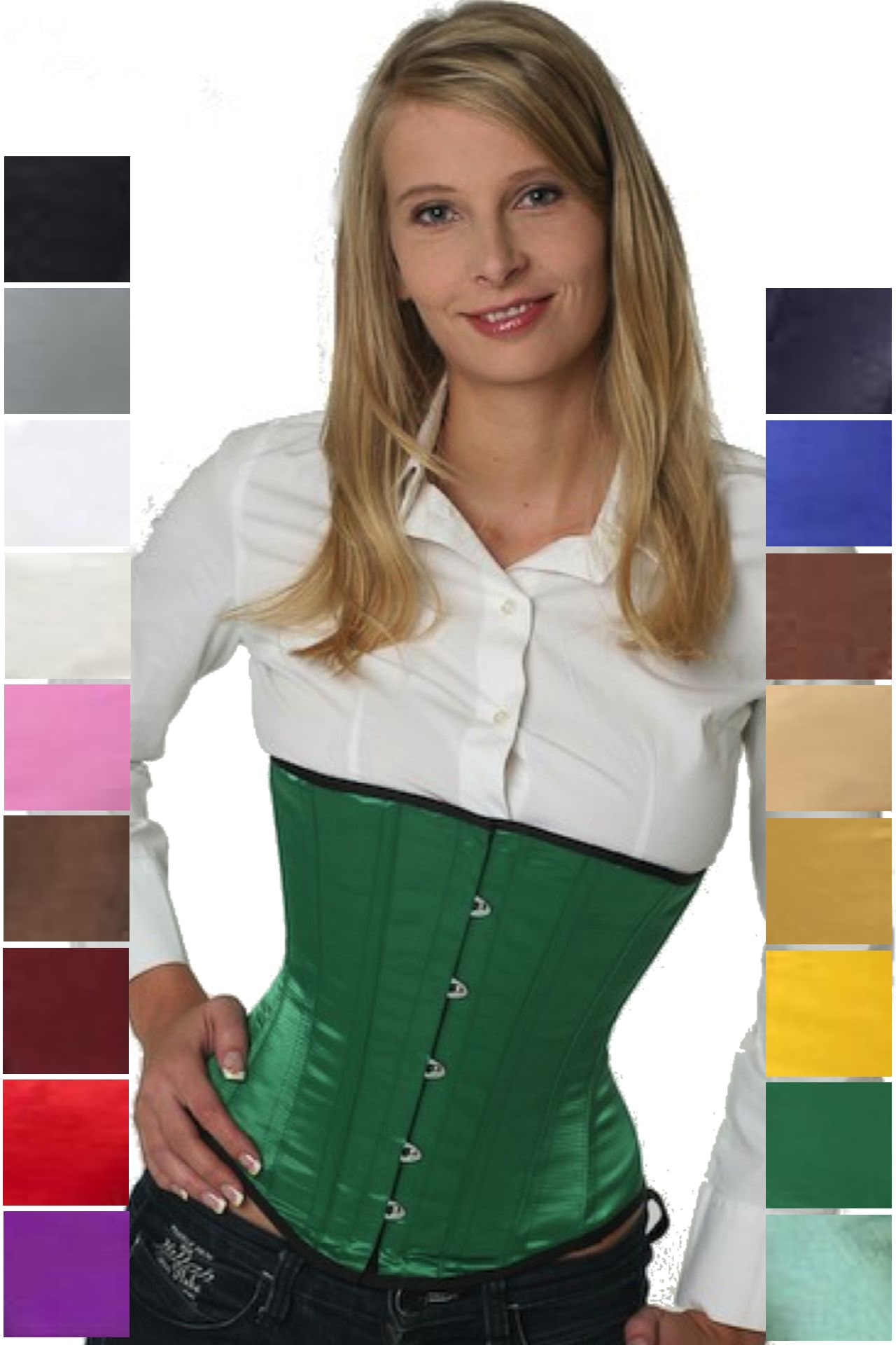 Corse verde raso bajo pecho corset su14
