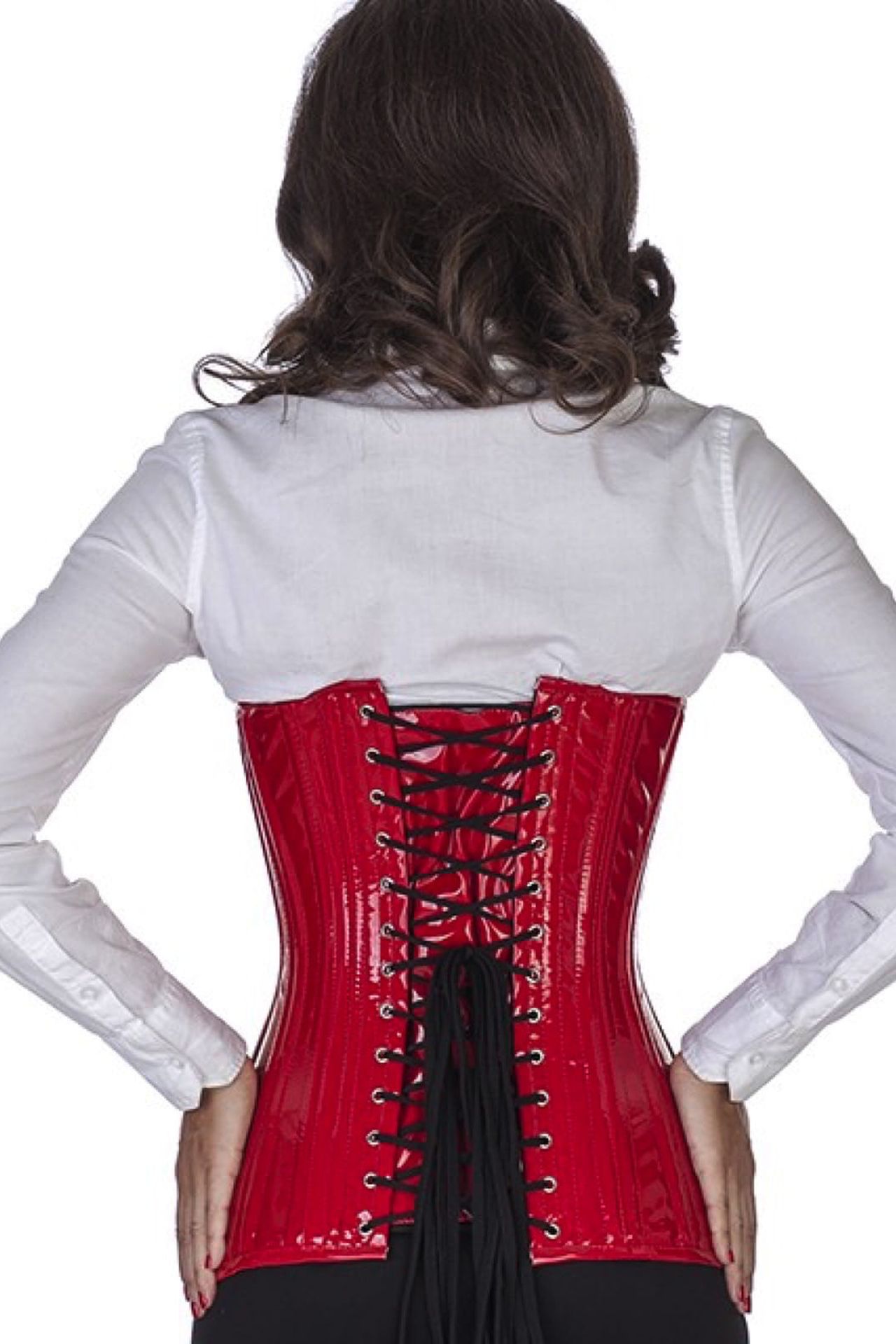 Corset vinyl red underbust curved Corset vinyl red underbust curved