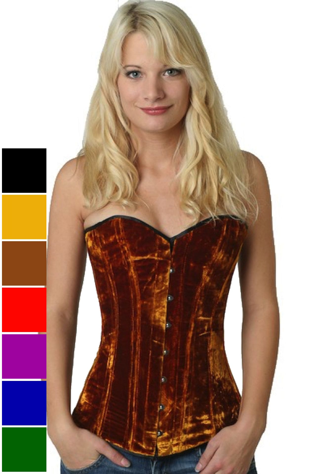 Corse dorado terciopelo sobre pecho corset vy64