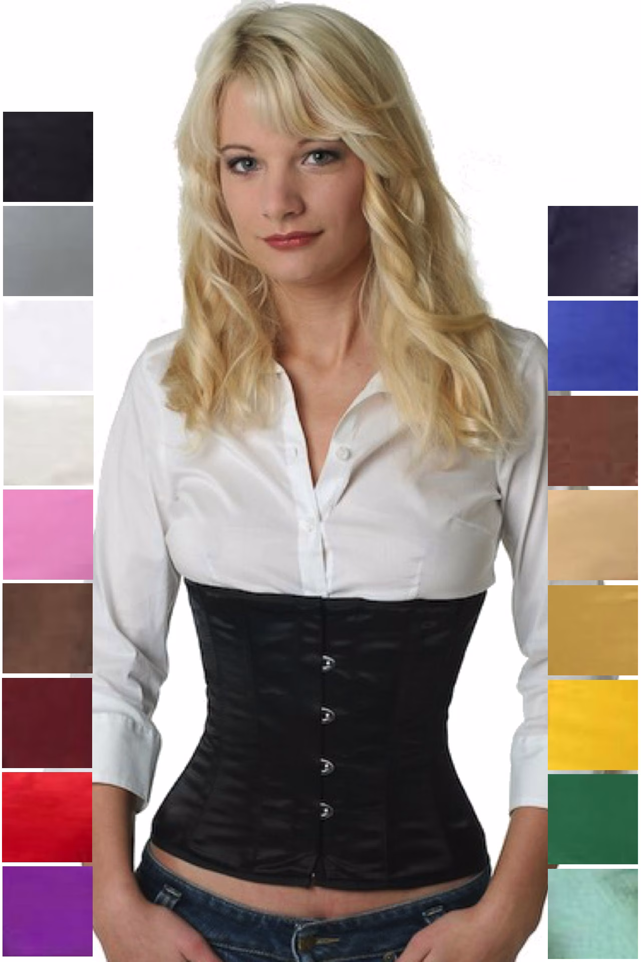 Espartilho Corset preto cetim sw00
