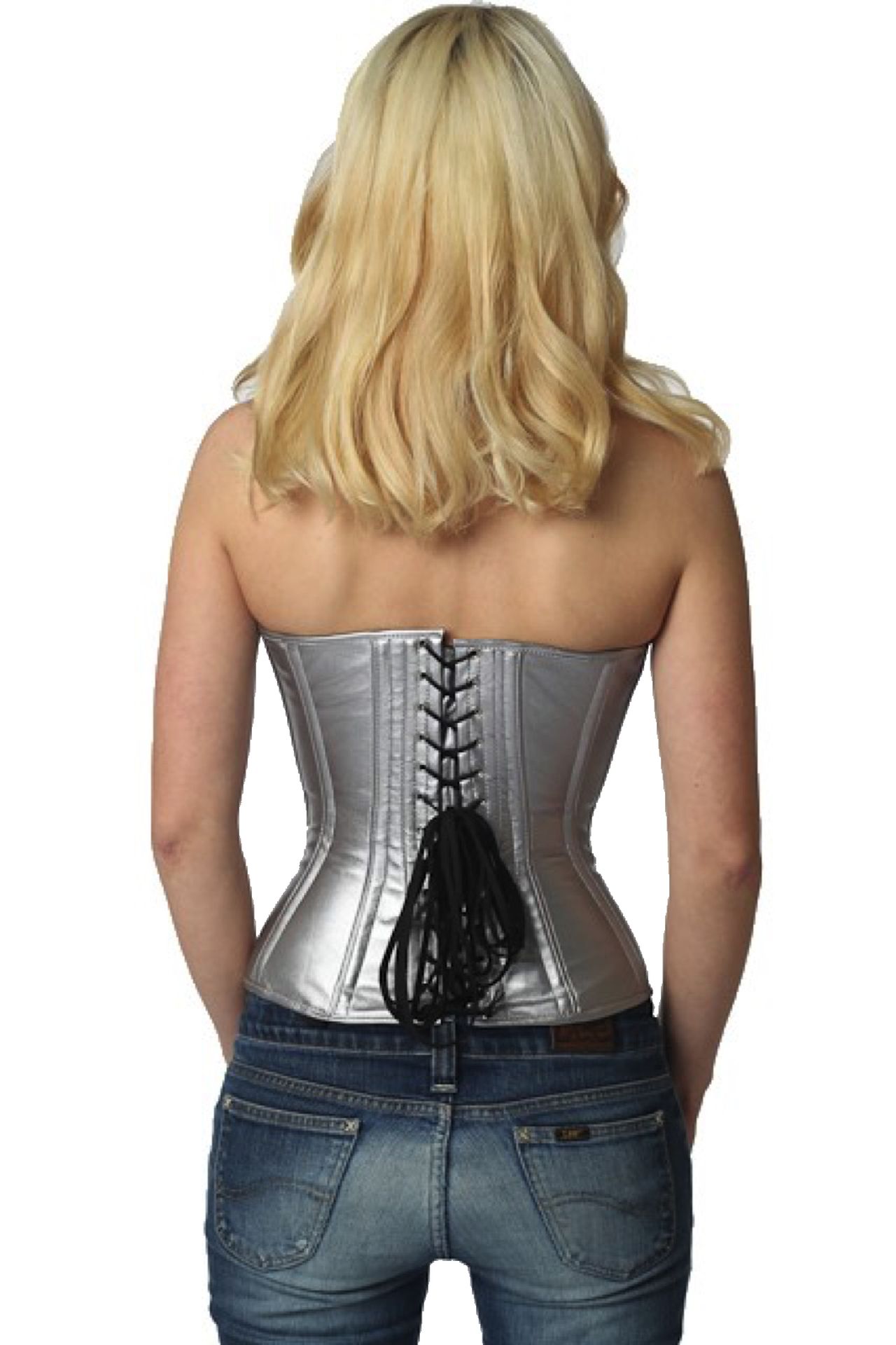 Lak corset zilver halfborst Korset ph74
