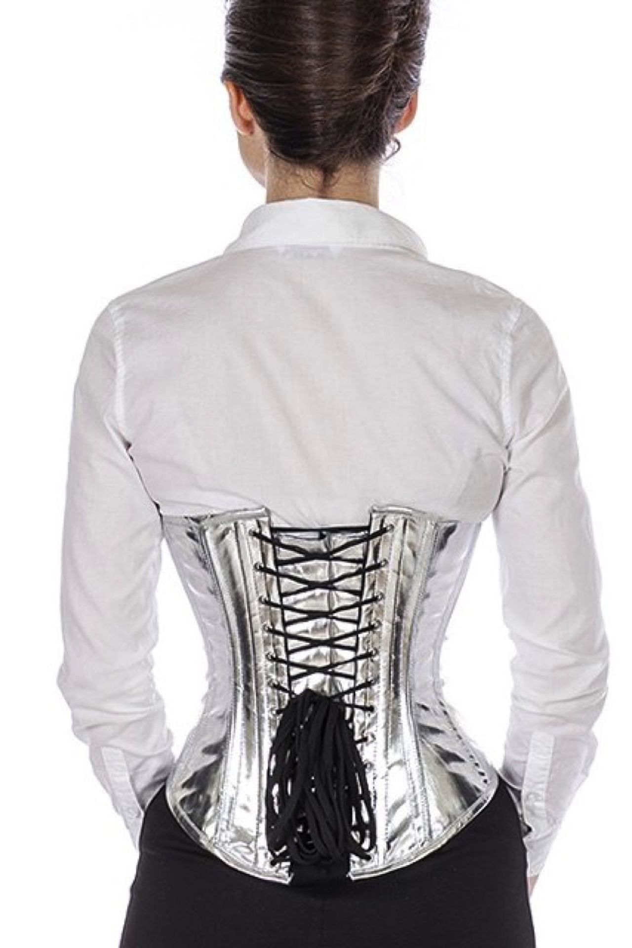 Lak corset zilver glitter onderborst Korset puG4