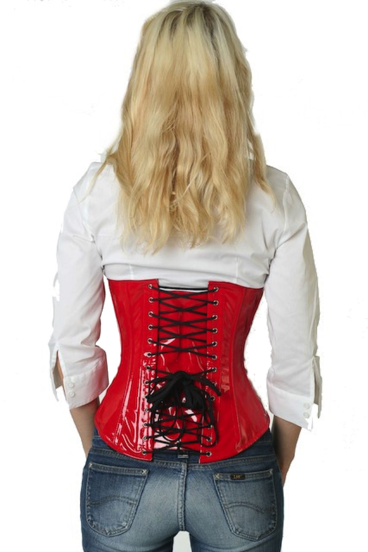 Lak corset rood onderborst Korset pu71