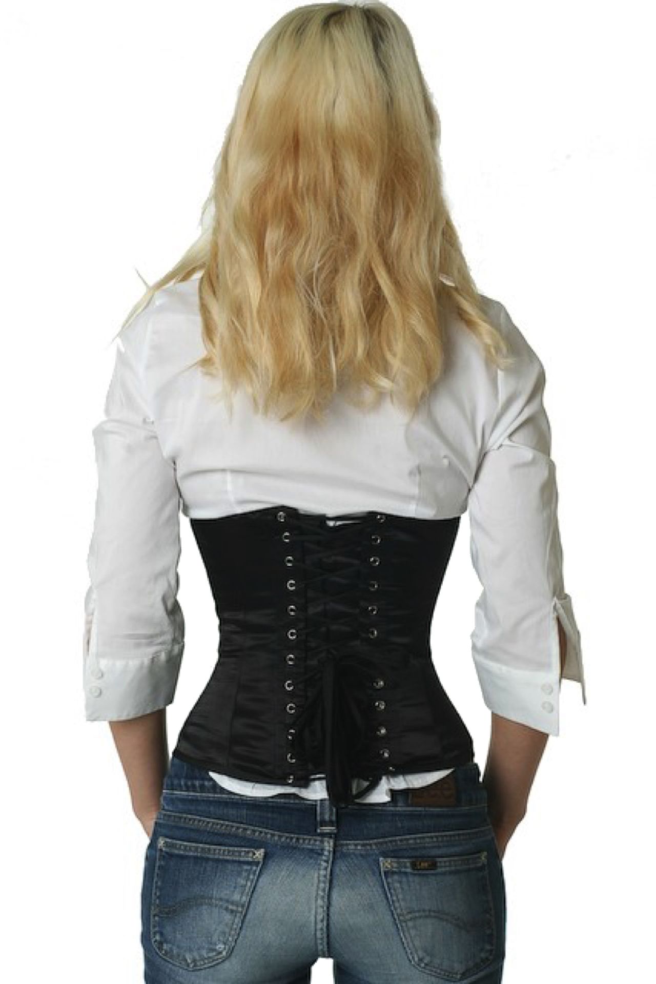 Espartilho Cetim Preto Corpete de cintura Espartilho Cetim Preto Corpete de cintura