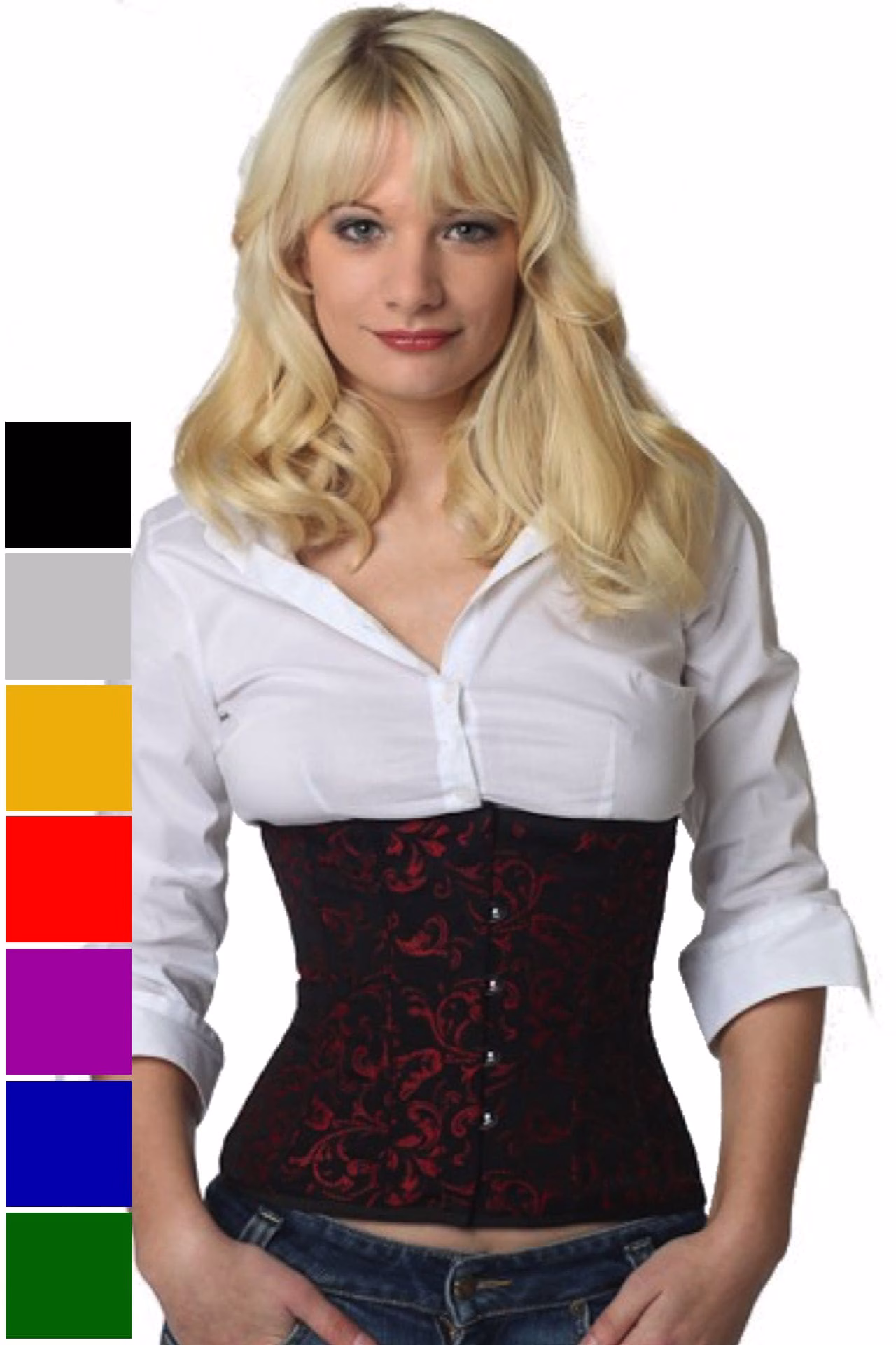 Espartilho Corset vermelho brocado rw81