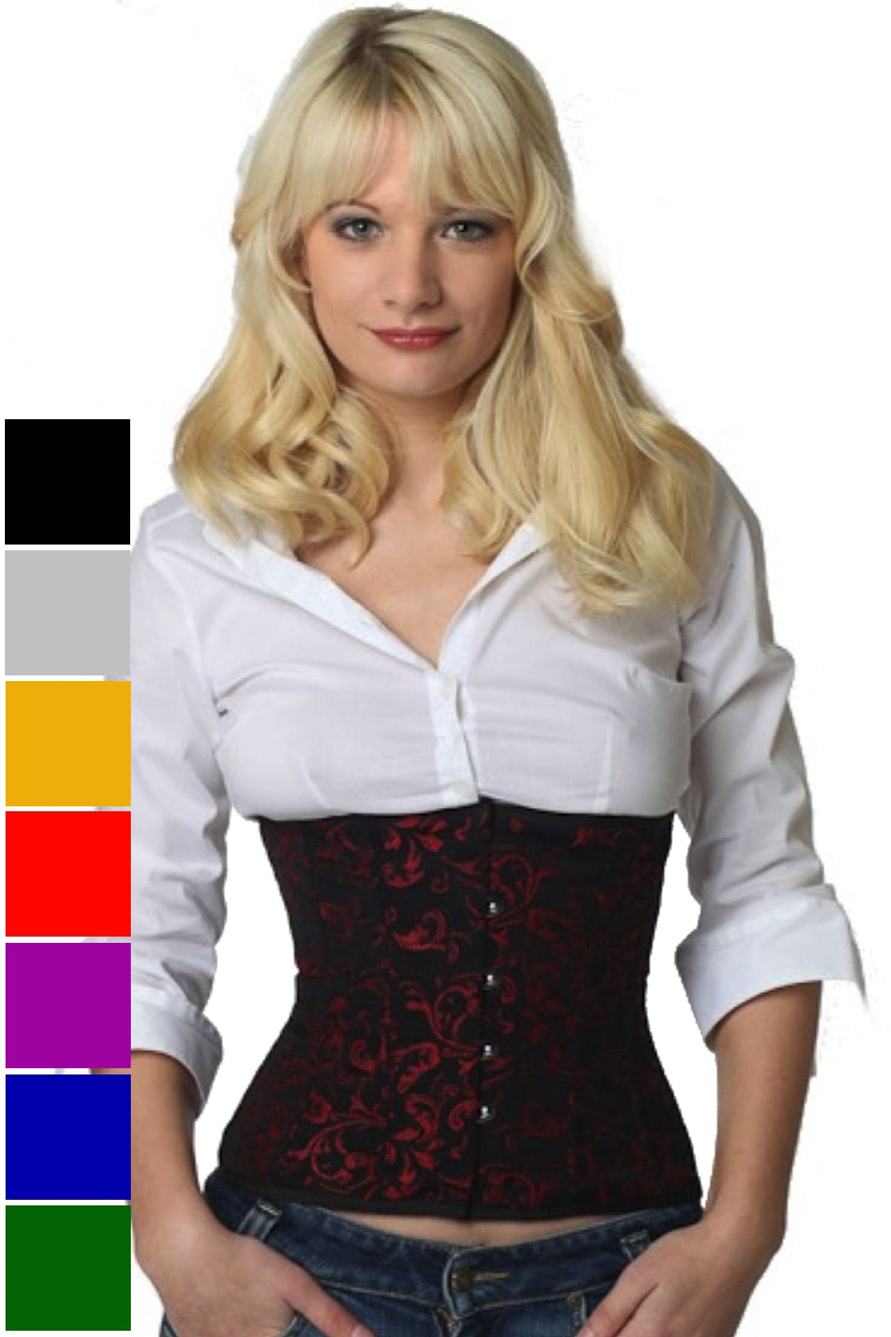 Corse rojo brocado reductores corset rw81