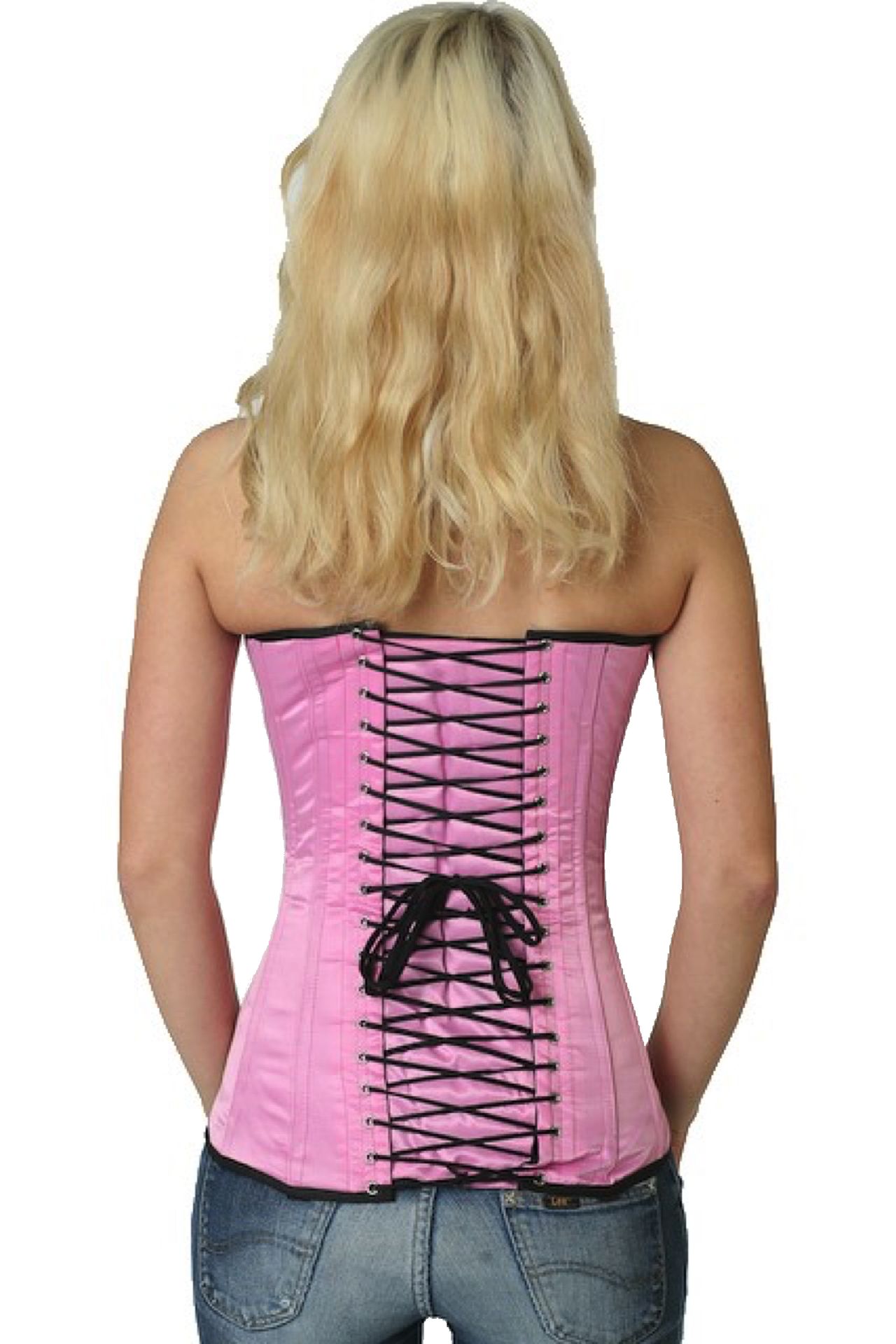 Corsetto rosa satin overbust sy03