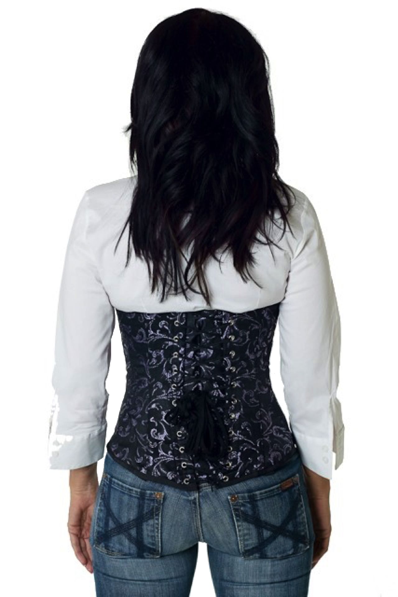 Corset Brocart Violet Sous-Poitrine Corset Brocart Violet Sous-Poitrine