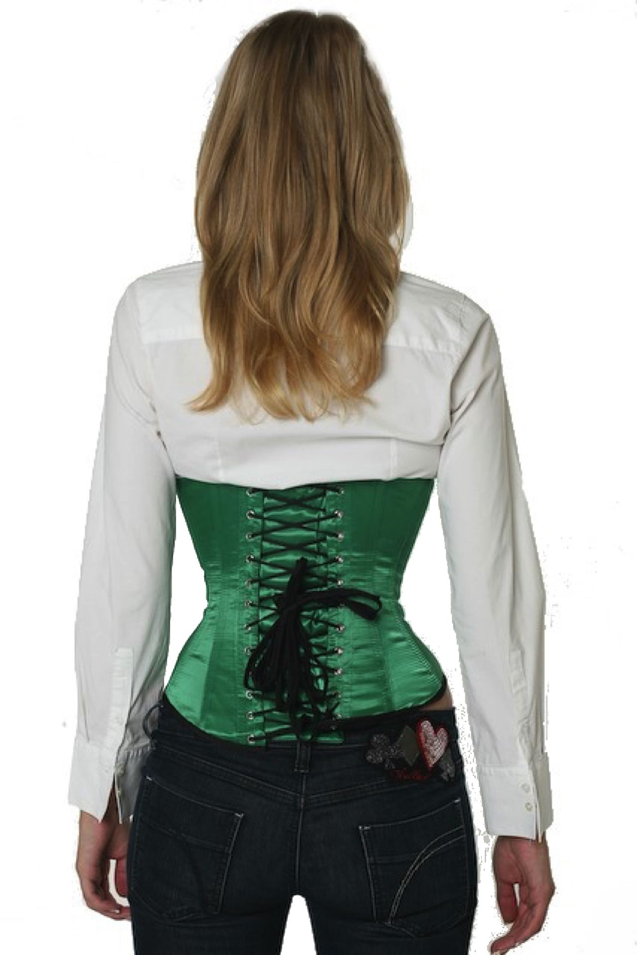 Satijn corset groen onderborst Korset su14