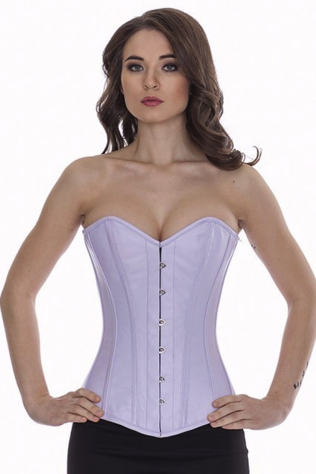 Corset light purple leather overbust ly39