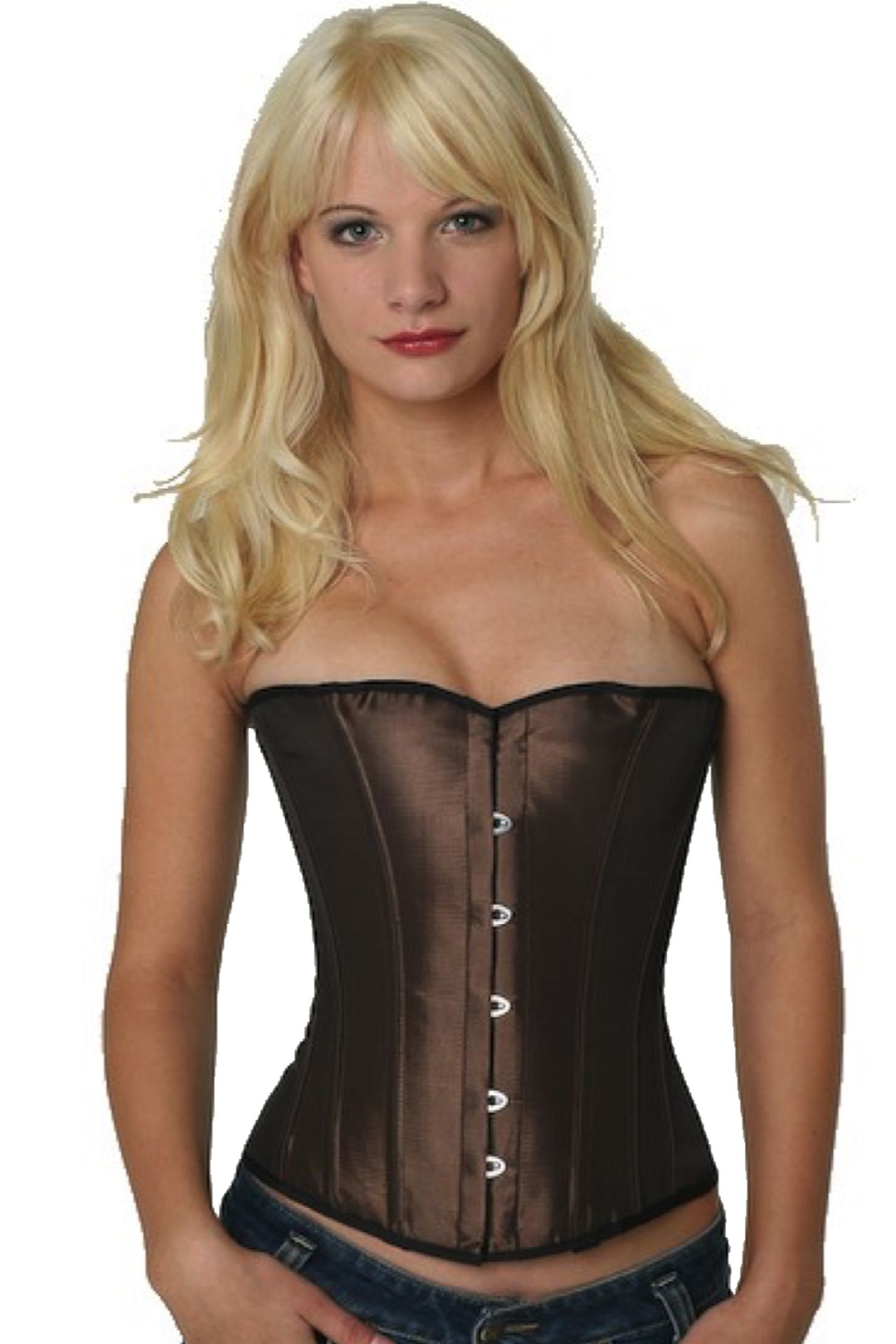 Korset Satin Tebrun Halvbryst Korset Satin Tebrun Halvbryst