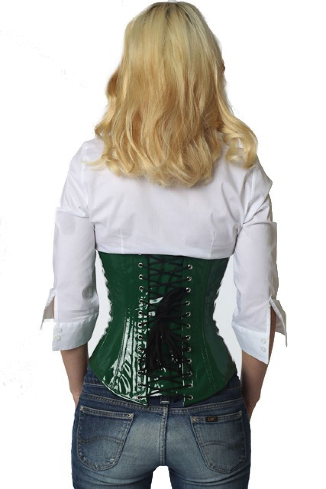 Lak corset groen onderborst Korset pu72