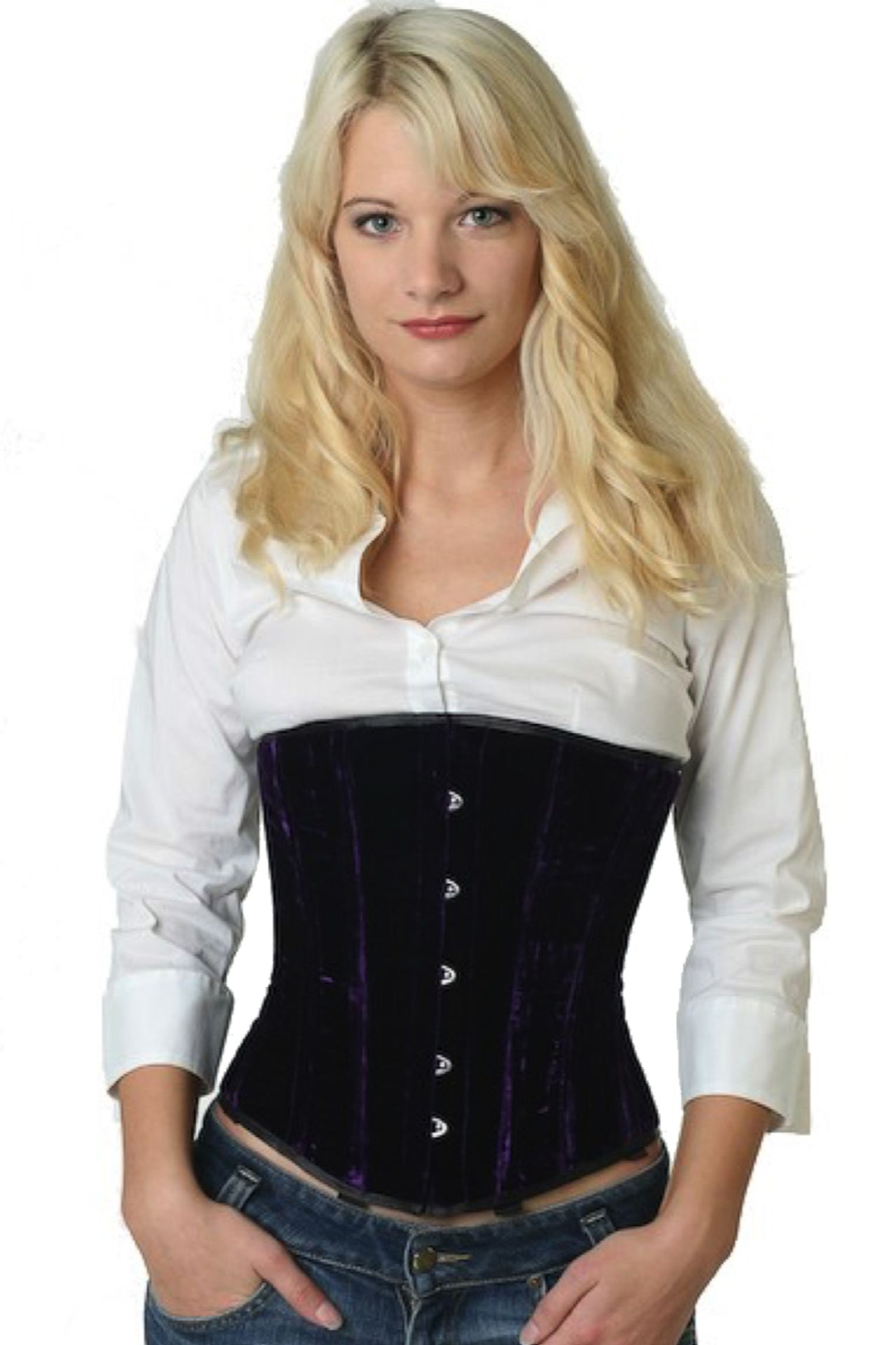 Fluweel corset paars onderborst Korset vu65