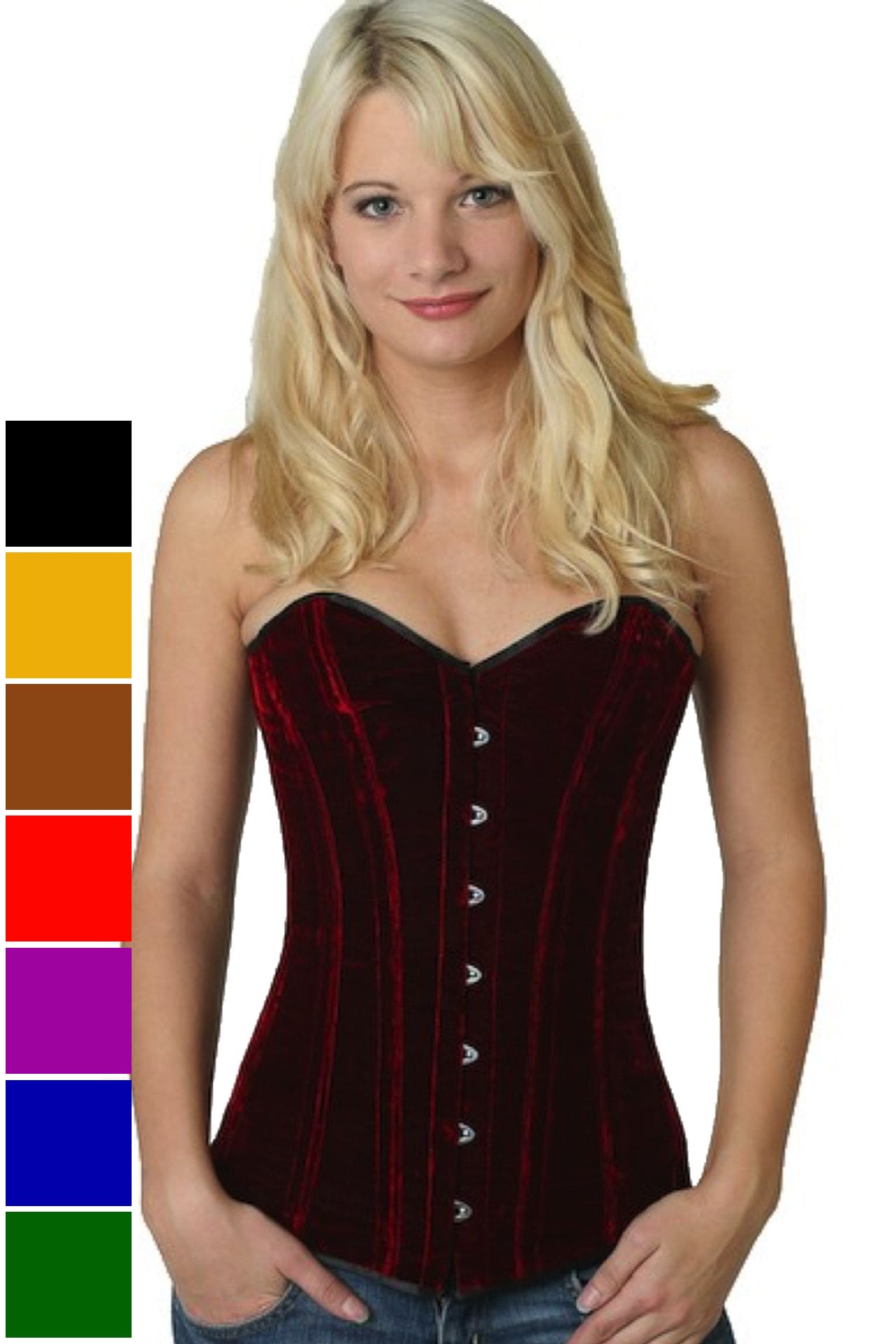 Corse rojo terciopelo sobre pecho corset vy61