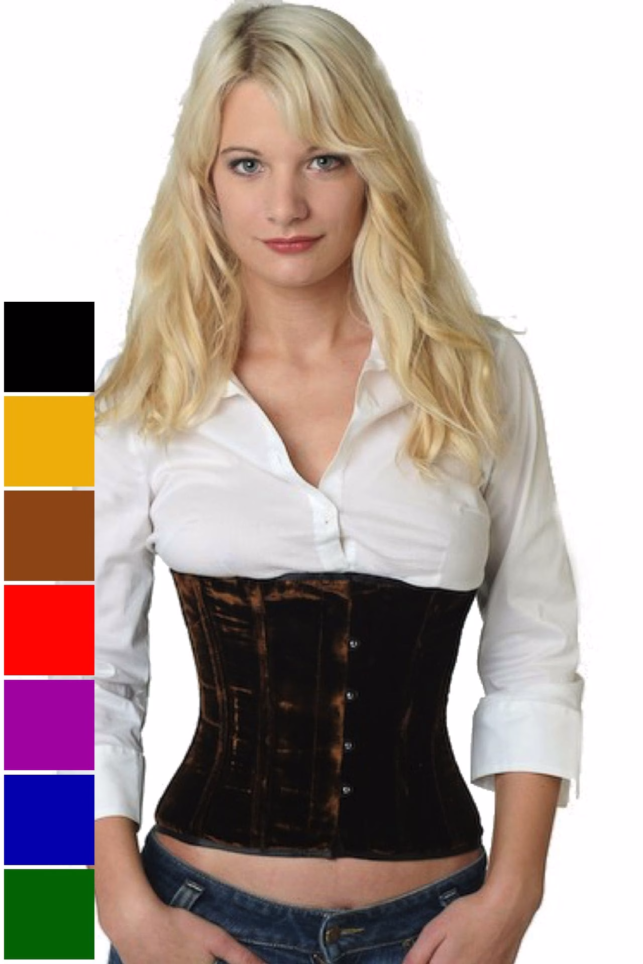Corsage Korsett Braun Samt Taille vw59