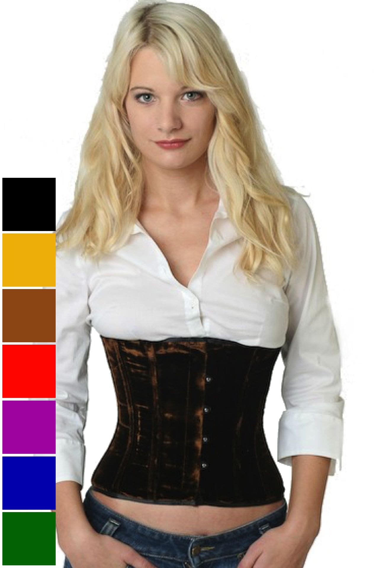 Corse marrón terciopelo reductores corset vw59