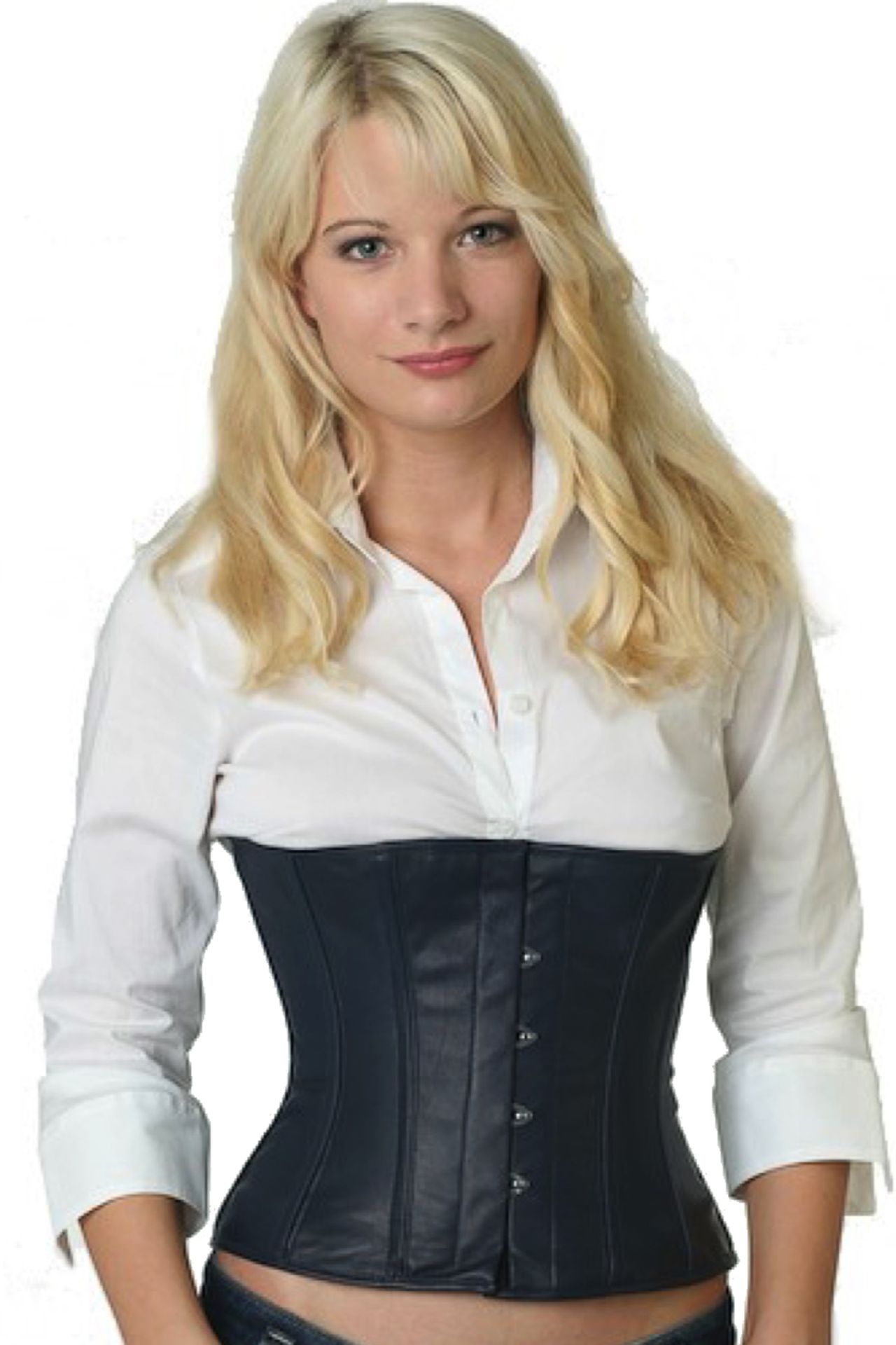 Corset blue leather taille lw29