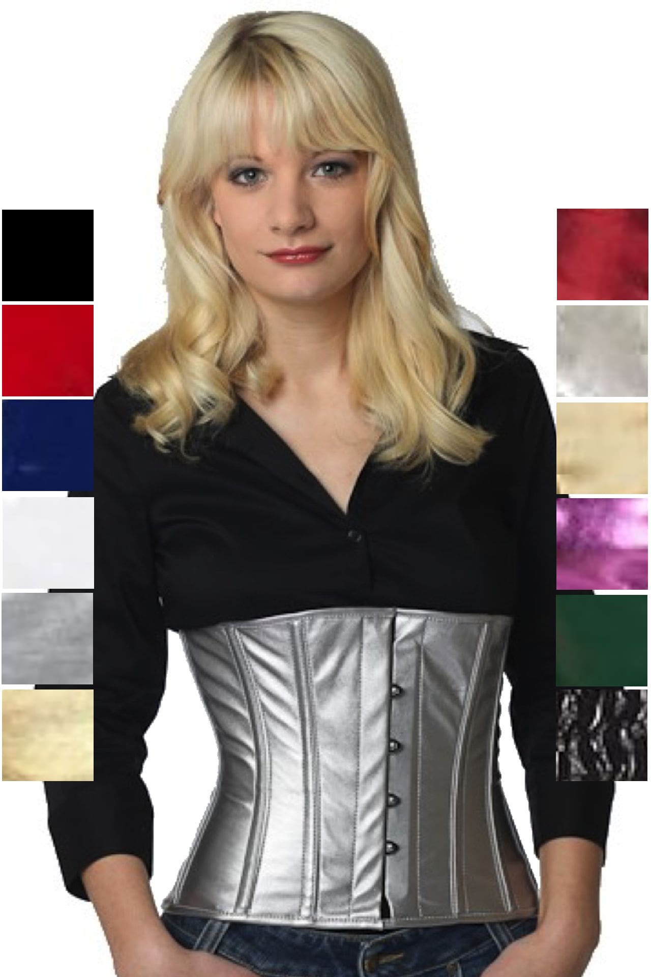 Corse plateado charol reductores corset pw74