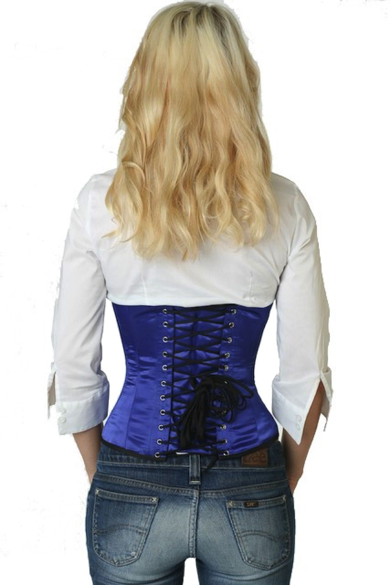 Korsett Corsage Blau Satin Taille sw08