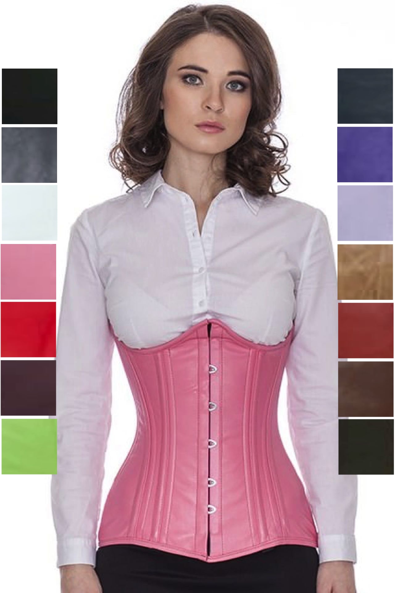 Corset pink leather curved underbust ln22 Corset pink leather curved underbust ln22