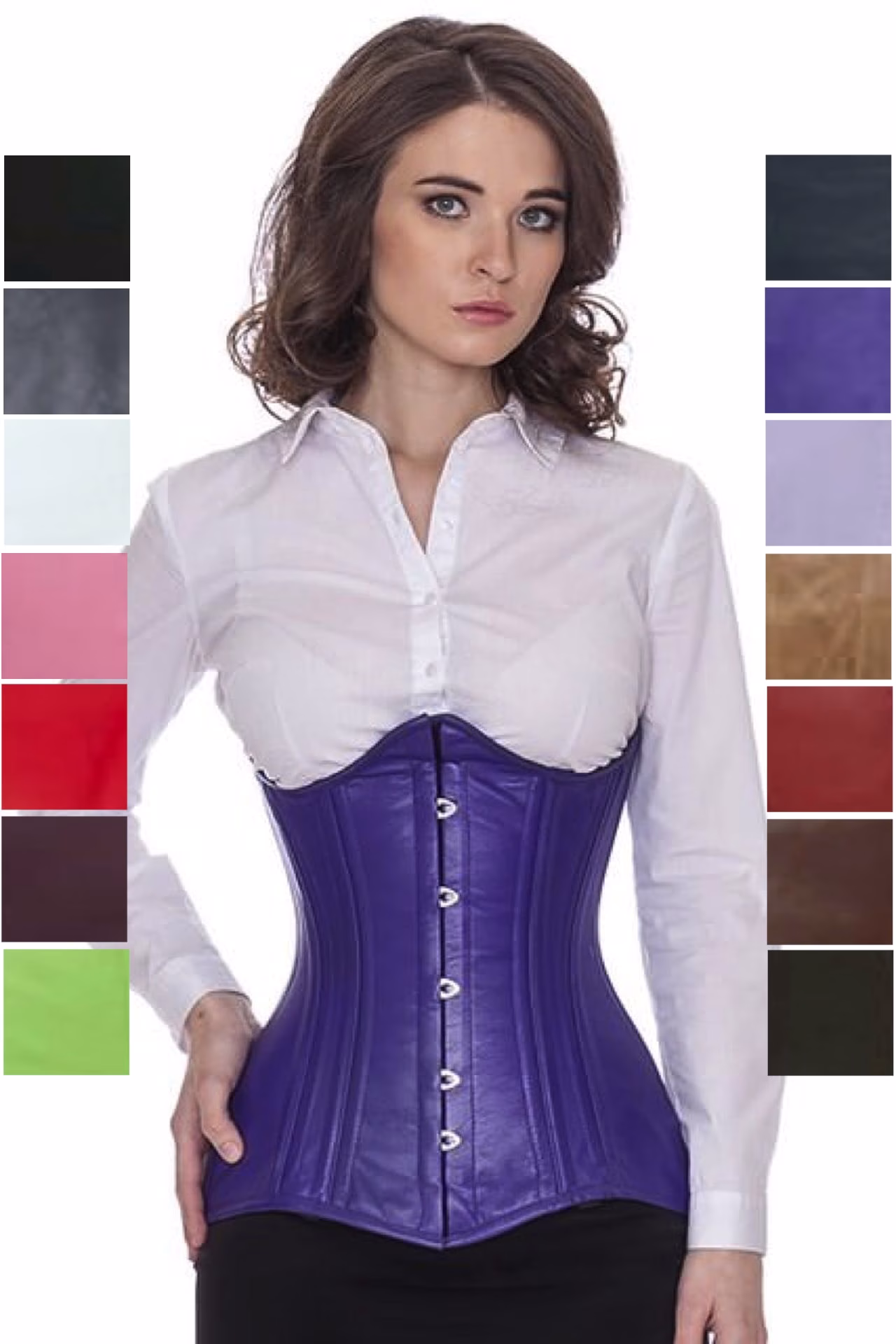 Korsett Violett Leder Corsage Unterbrust lang ln32