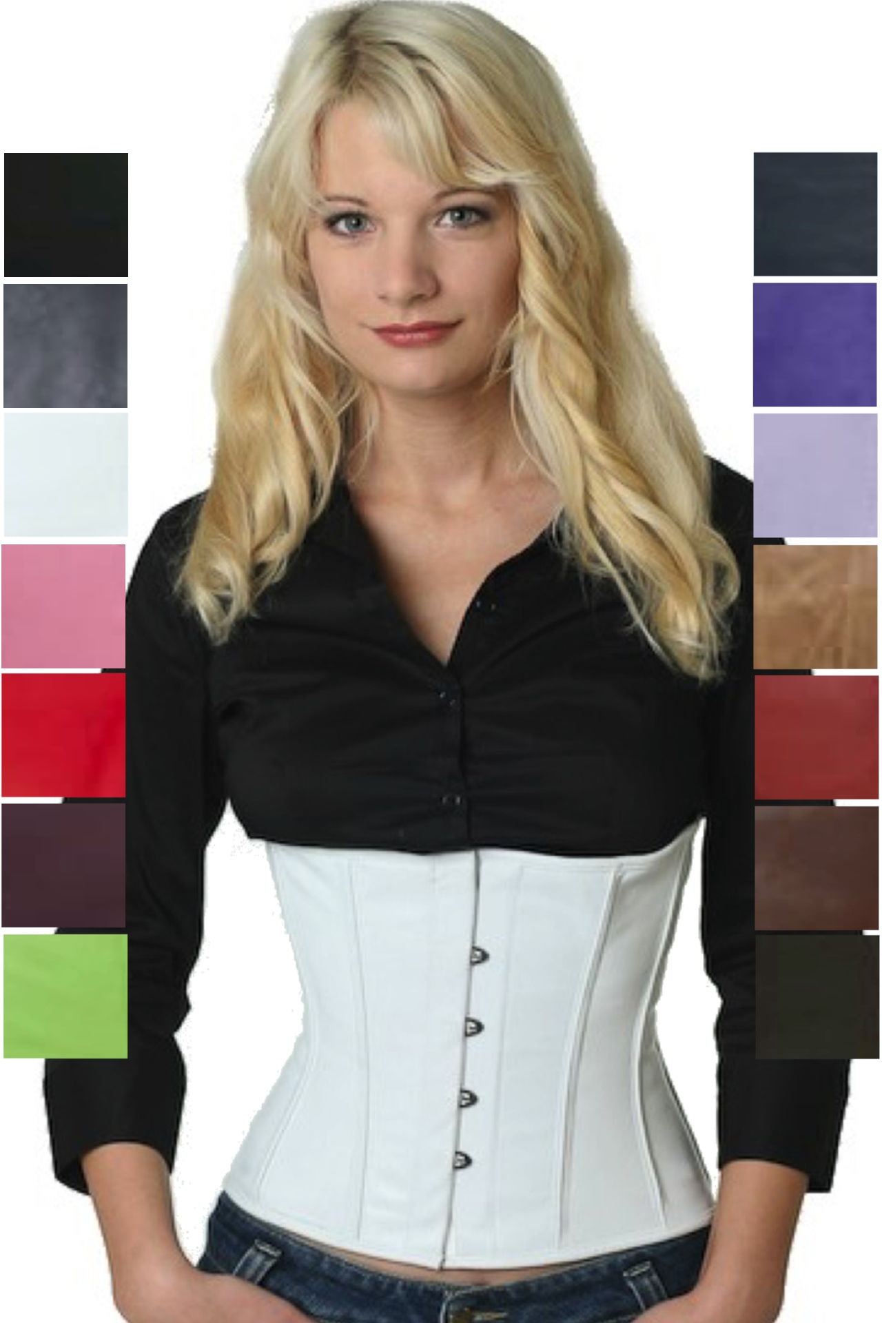 Corset white leather taille lw21